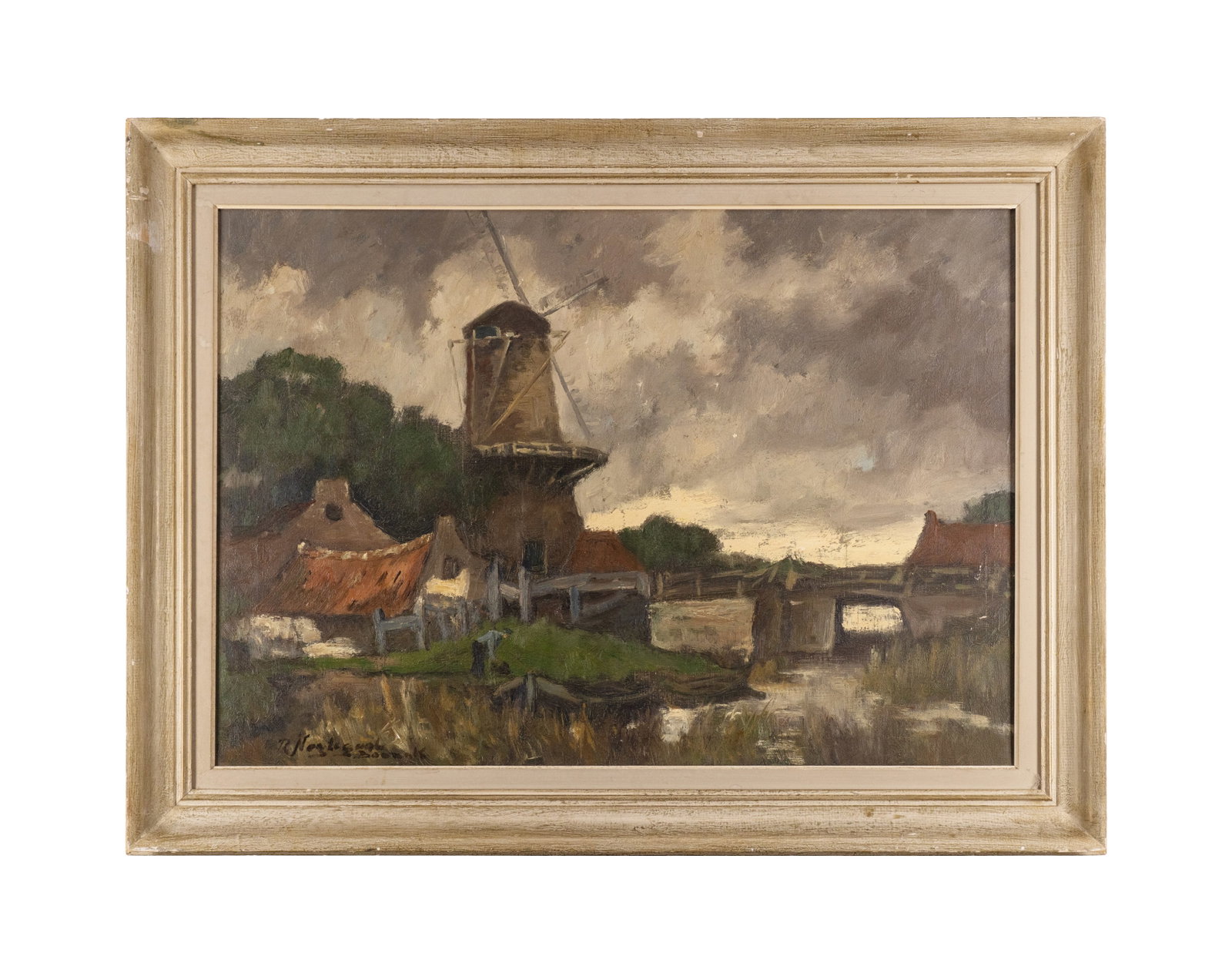 Nagtegaal-Bosnak, Roos - The windmill: Nagtegaal-Bosnak, Roos (1922-2019) Allemagne / Germany Le moulin Huile sur toile, signée R. Nagtegaal Bosnak en bas à gauche Dimension: 18 1/2 '' × 26 1/2'' 47 x 67,3 cm -------------
