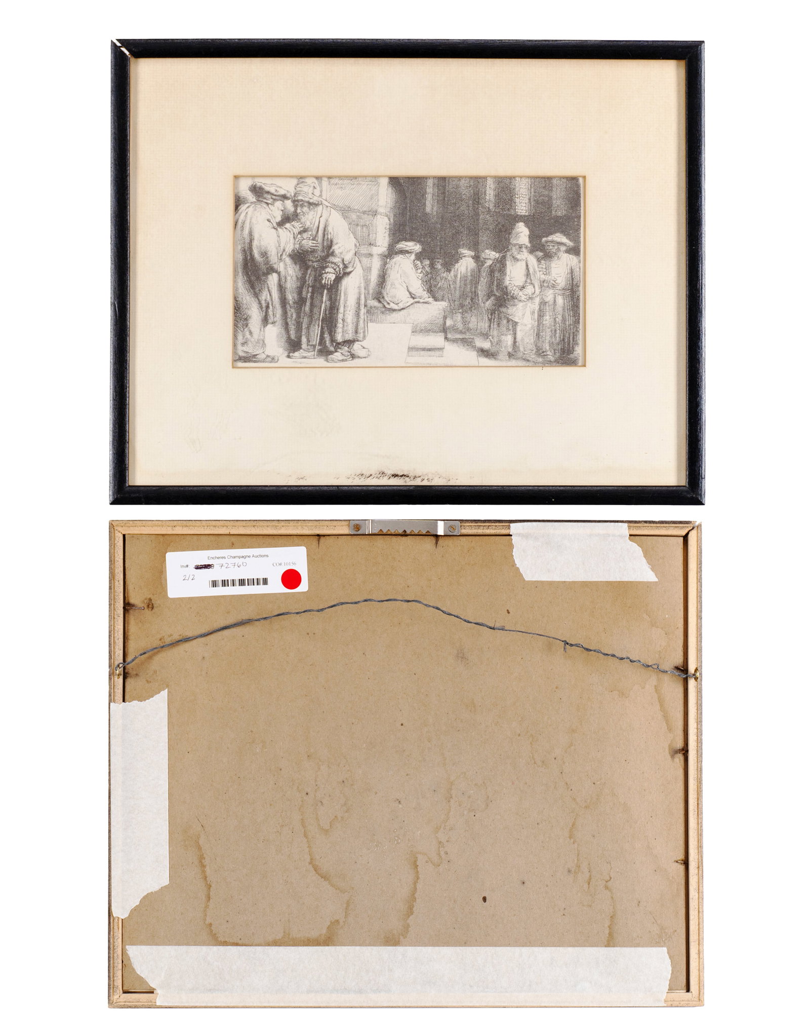 Rembrandt, van Rijn - Set of 2 : 1. Beggars at the Door of a House 2. The synagogue - 1648 - 2