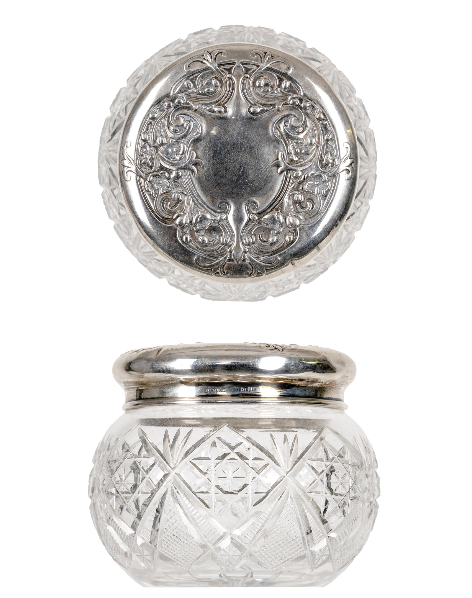 Birks et - Glass and sterling silver box and bottle - Début XXe et 1909 - 2