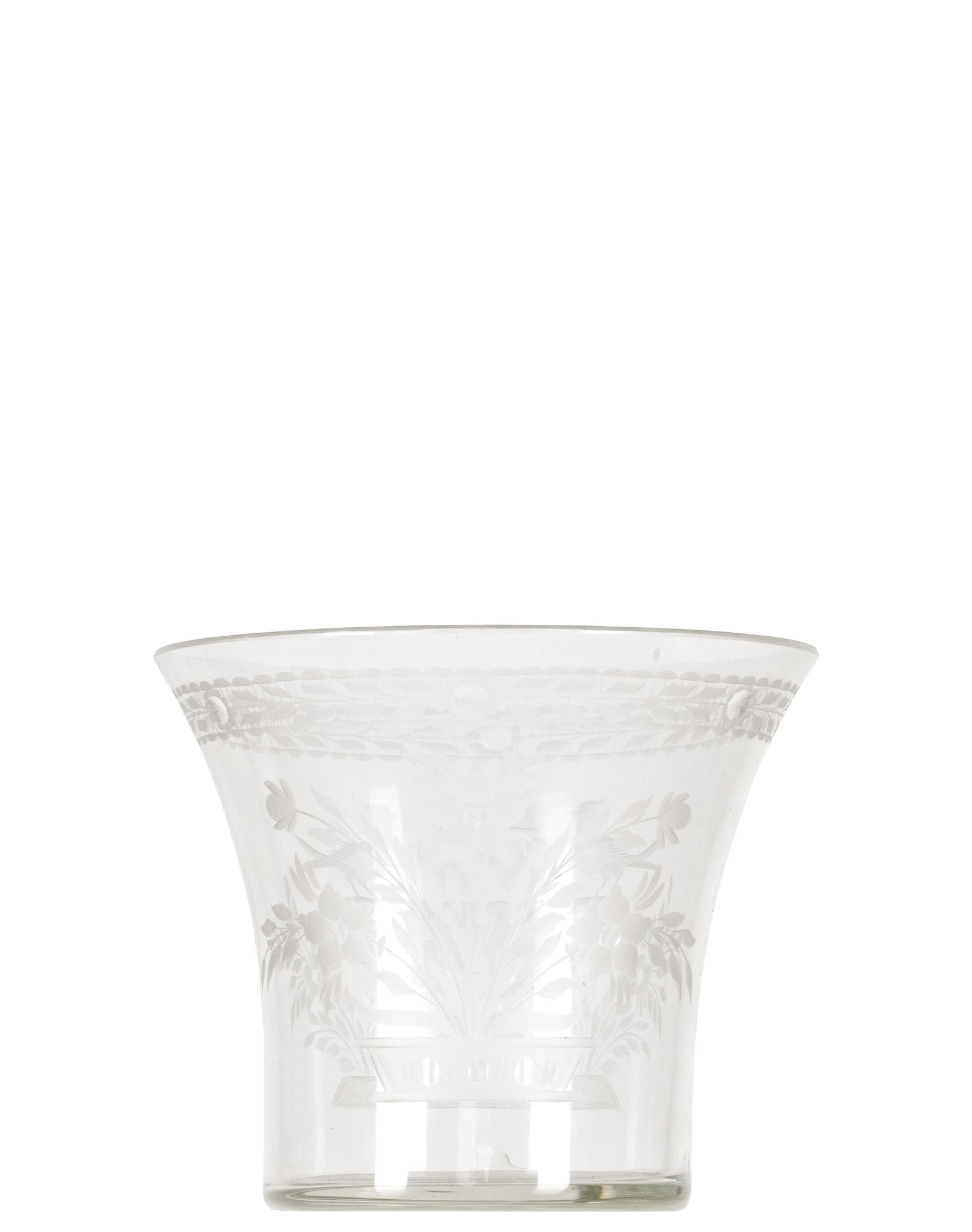 Engraved glass vase on a metal base - 2