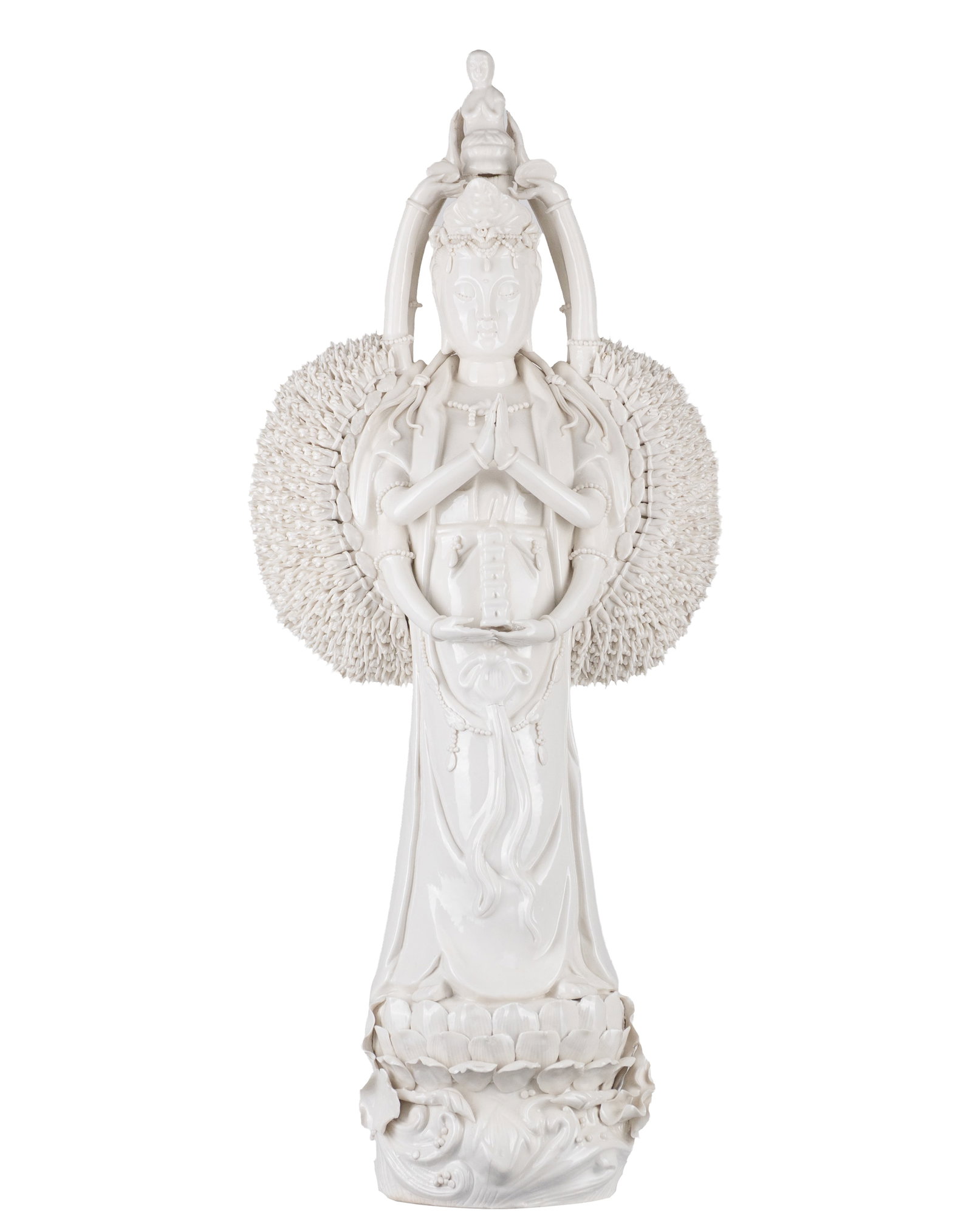 Dehua porcelain figurine: Chine \ China Figurine porcelaine Dehua Déesse Avalokiteshvara au 1000 bras Dimension: Hauteur 26" Hauteur 66 cm ------------- Chine \ China Dehua porcelain figurine 1000 arms Avalokiteshvara