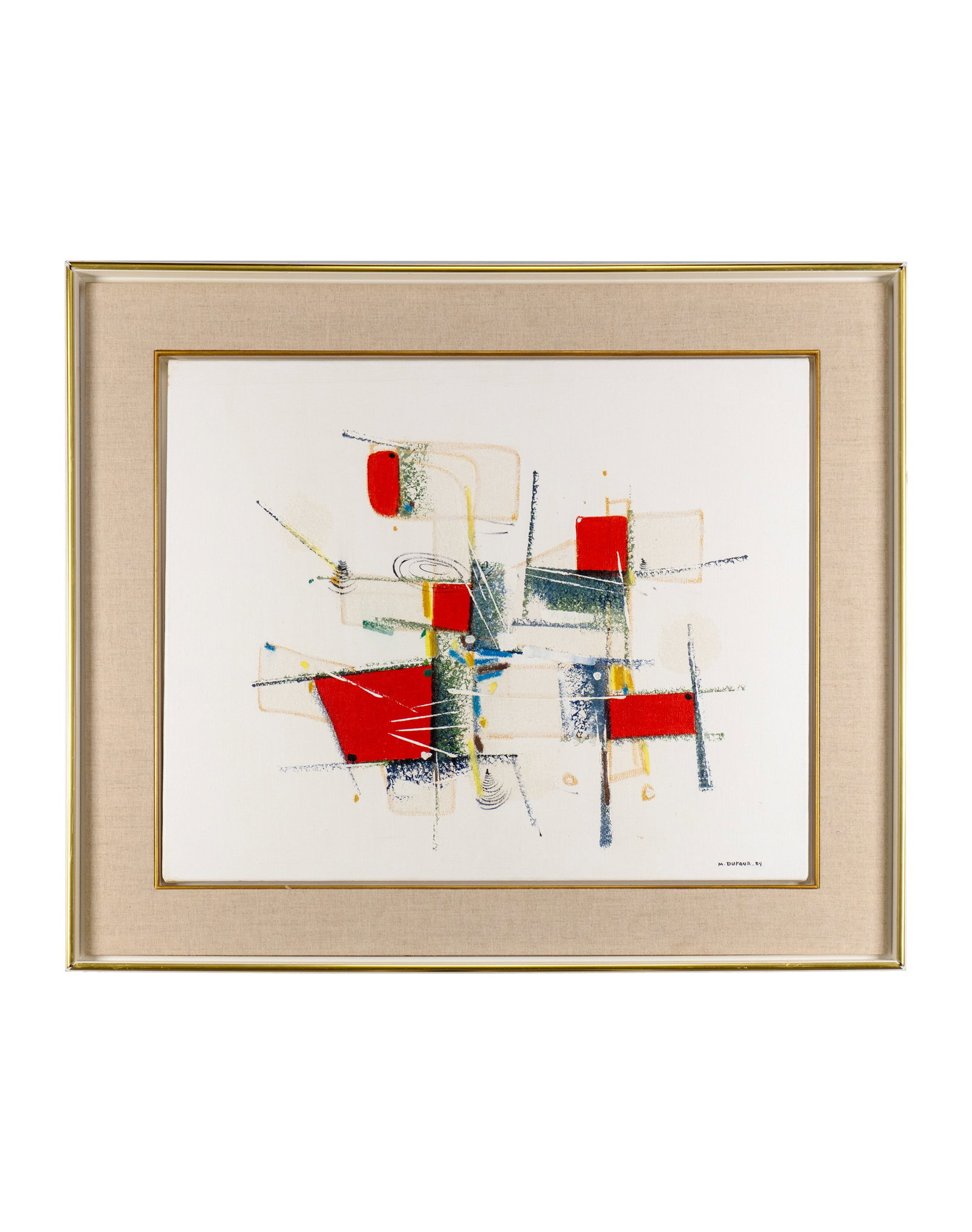 Dufour, Marcellin - 'Le voilier'' - 1984: Dufour, Marcellin (1946-) 'Le voilier'' (1984) Acrylique sur toile, signée M. Dufour et datée en bas à droite, titrée au dos Dimension: 20'' x 24'' 50,8 x 61 cm -------------