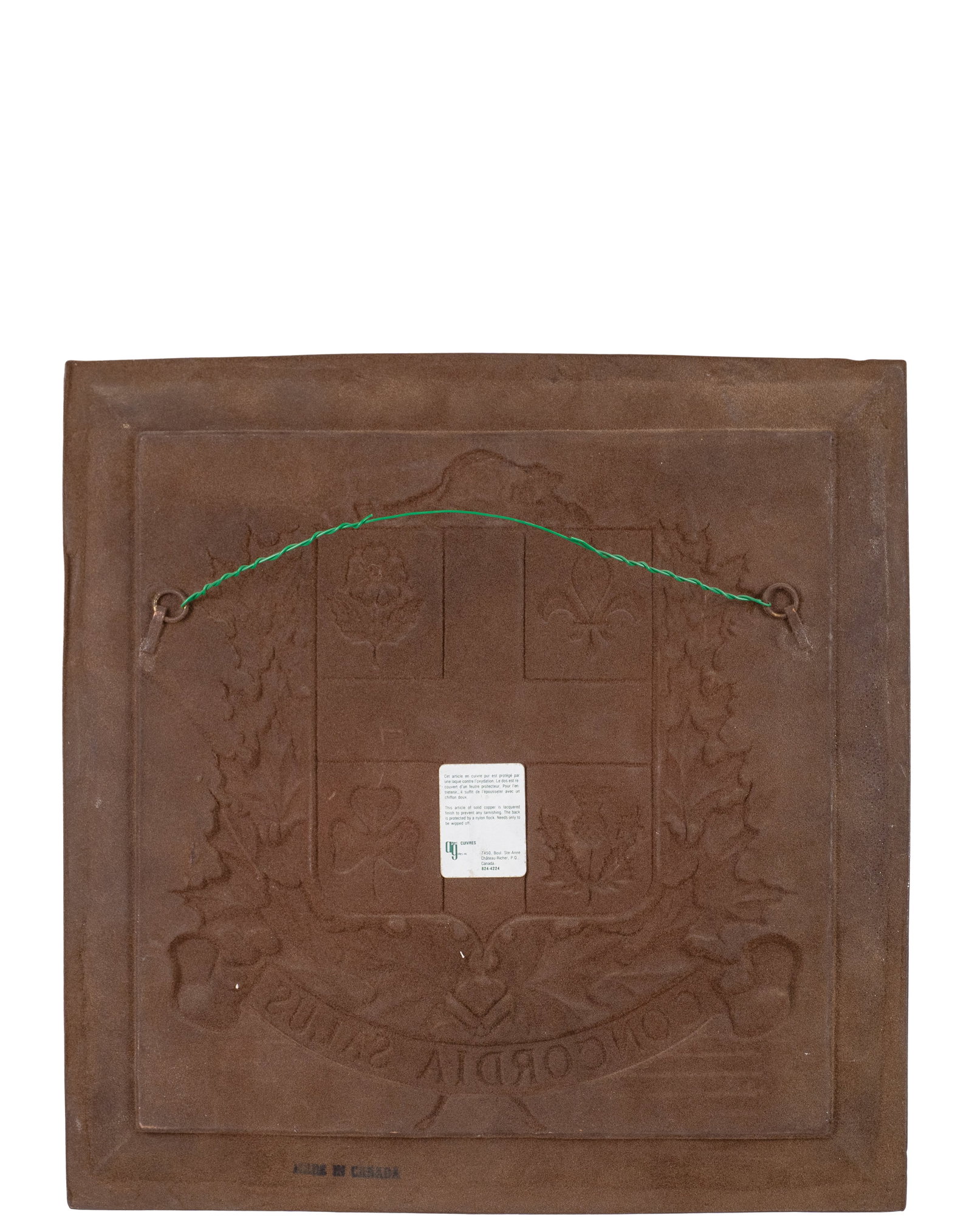 Copper plaque, coat of arms of Montreal - 2