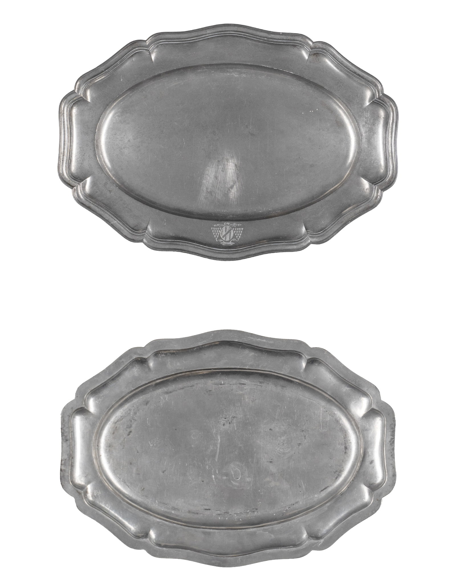 I.B.O., B&P - 2 pewter dishes - 2