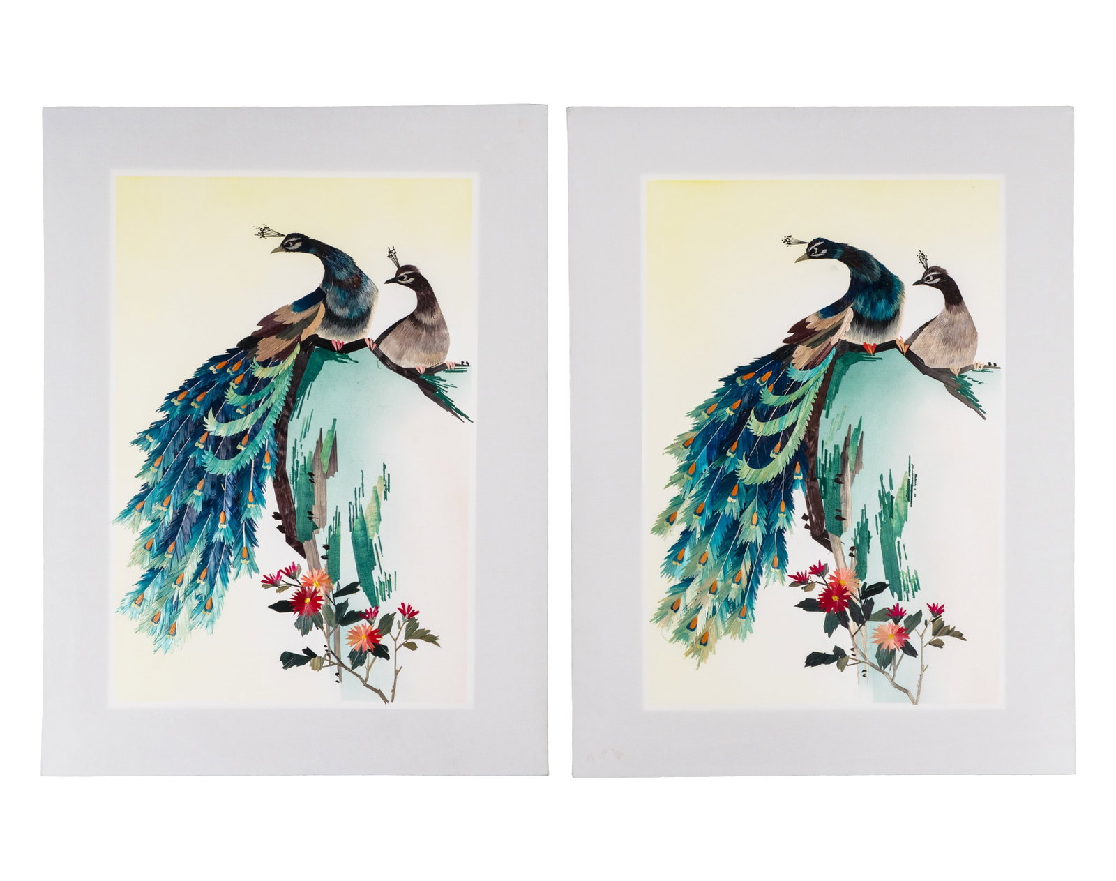 Inconnu / Unknown - Set of twelve : ''Stems of love (birds and flowers)'' - 7