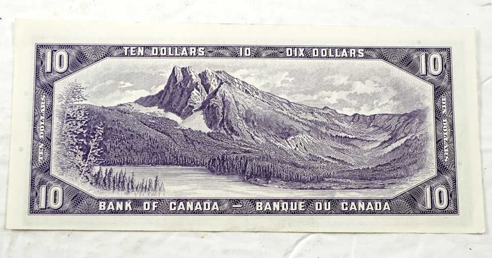 CANADA - #BC-40b 1 x $10 1954 AU et BC-45a 10 x $1 1967 Unc - 5