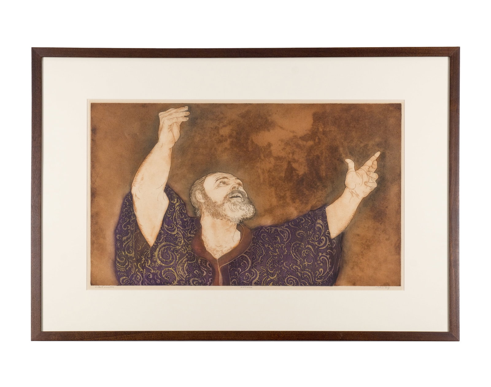 Silverberg, David - "Optimism": Silverberg, David (1936-) "Optimism" Eau-forte et aquatinte, signée Silverberg au crayon en bas à droite, titrée, inscription "artist proof #2" (preuve d'artiste #2) Dimension: 14 1/5" 