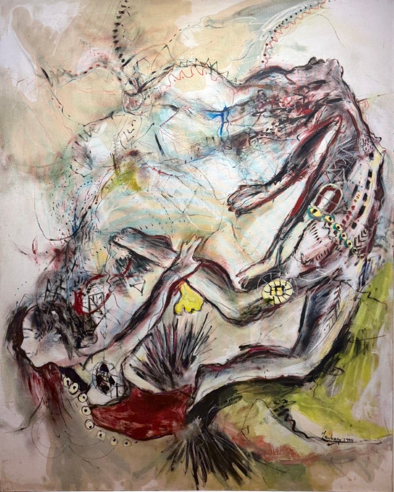 Gaudreau, Jean - Gestuel - 1994: Gaudreau, Jean (1964-) Gestuel (1994) Description (FR): Technique mixte sur toile signée en bas à droite Description (EN): Mixed media on canvas signed lower right Dimension (PO): 152.4 x 121.9 cm<