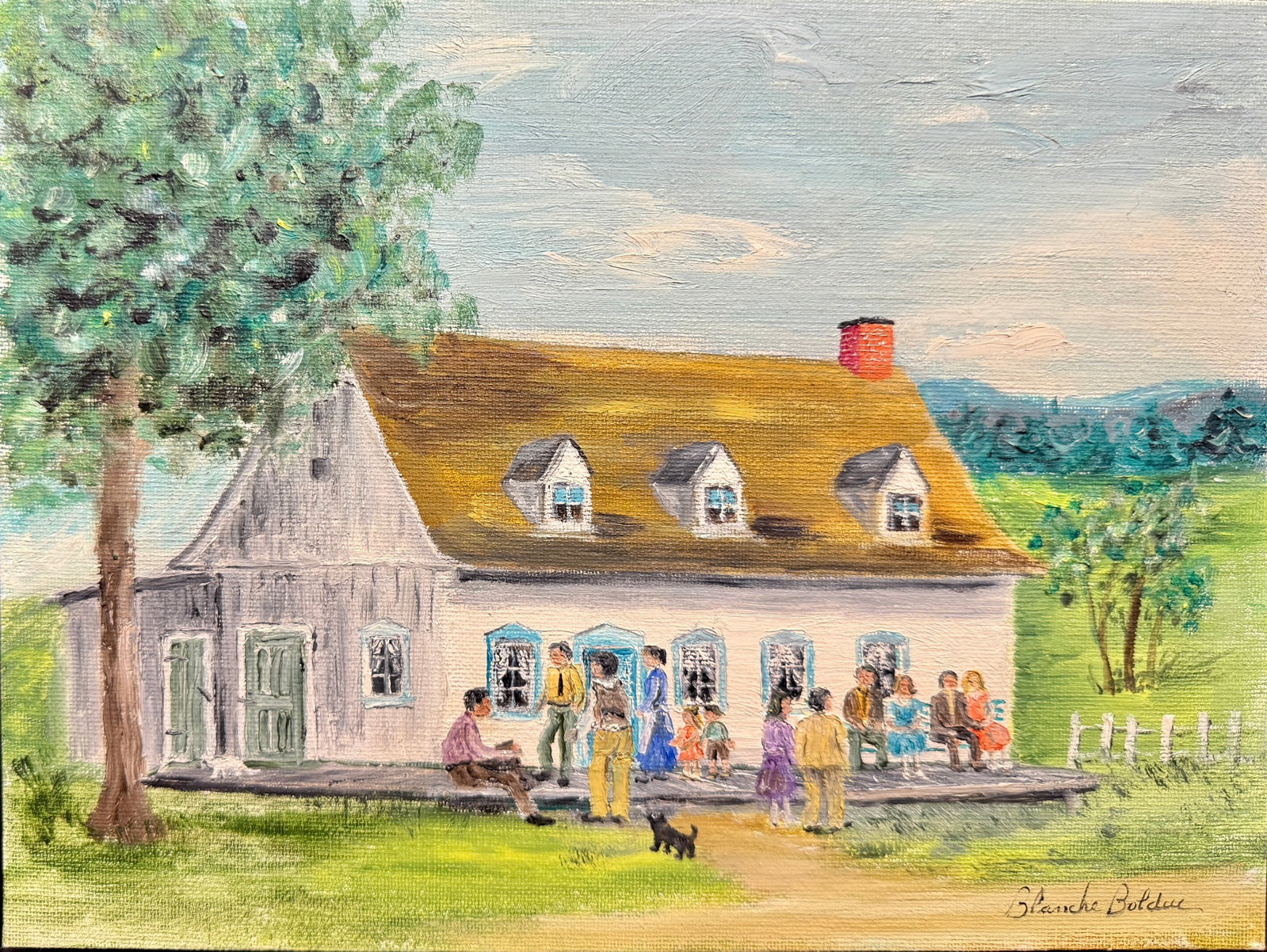 Bolduc, Blanche - Un dimanche après-midi: Bolduc, Blanche (1906-1998) Un dimanche après-midi Description (FR): Huile sur panneau signée en bas à droite Description (EN): Oil on board signed lower right Dimension (PO): 22.9 x 30.5 cm