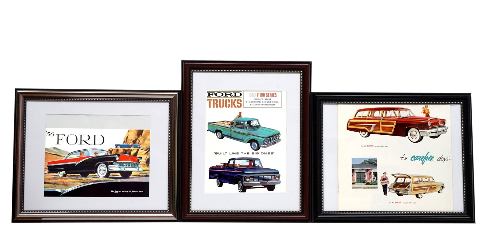 Old car frameworks: Encadrements de voiture ancienne Mesure 12.5 x 15.5 1953 Ford F-100, 1956 Ford, 1952 Mercury Rapport de condition: Bonne condition ------------- Old car frameworks Measures 12.5 x 15.5 1953 ford