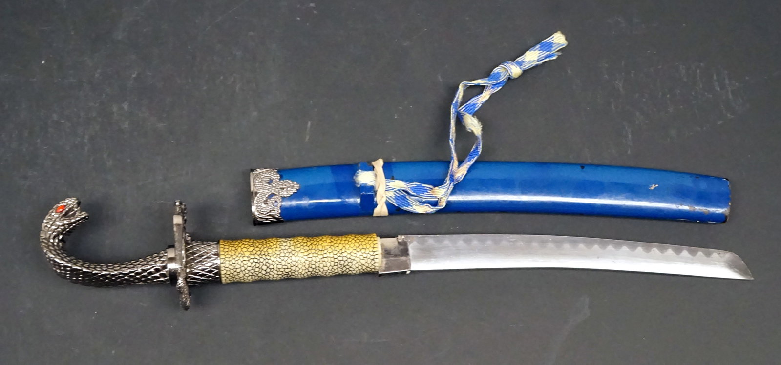 24-inch katana with metal cobra head pommel. - 6