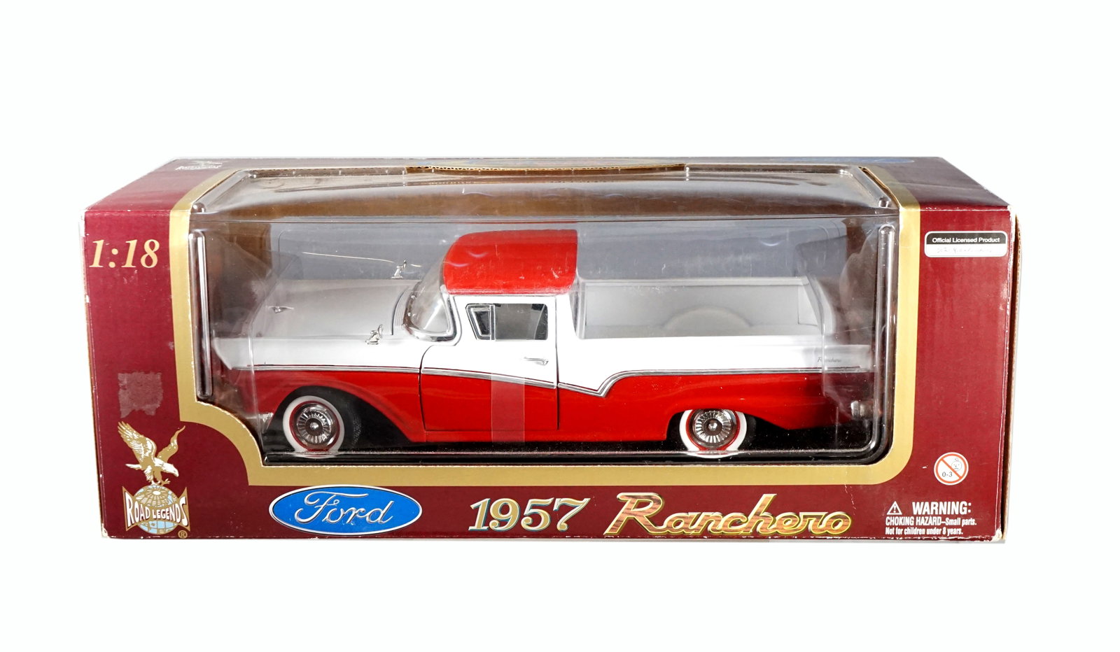1957 Ford Ranchero car 1:18: voiture Ford Ranchero 1957 1:18 Die cast distribué par Road legends Dimension: Echalle 1:18 1/18 Rapport de condition: bonne condition ------------- 1957 Ford Ranchero car 1:18 Die cast dist