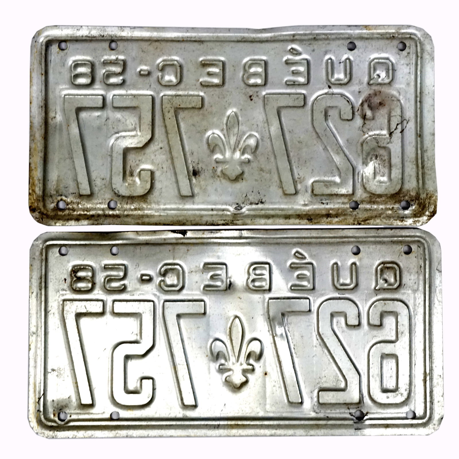 1958 license plate pair #627-757 - 2