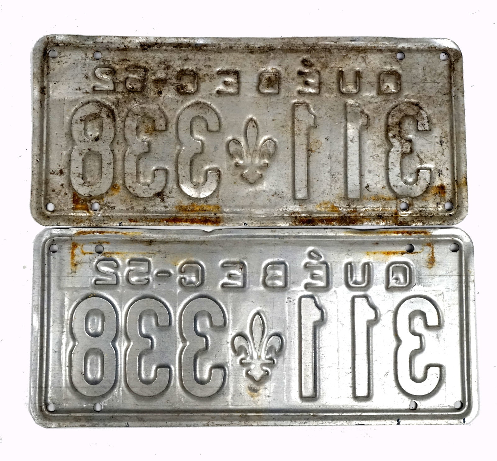 1952 license plate pair #311-338 - 2