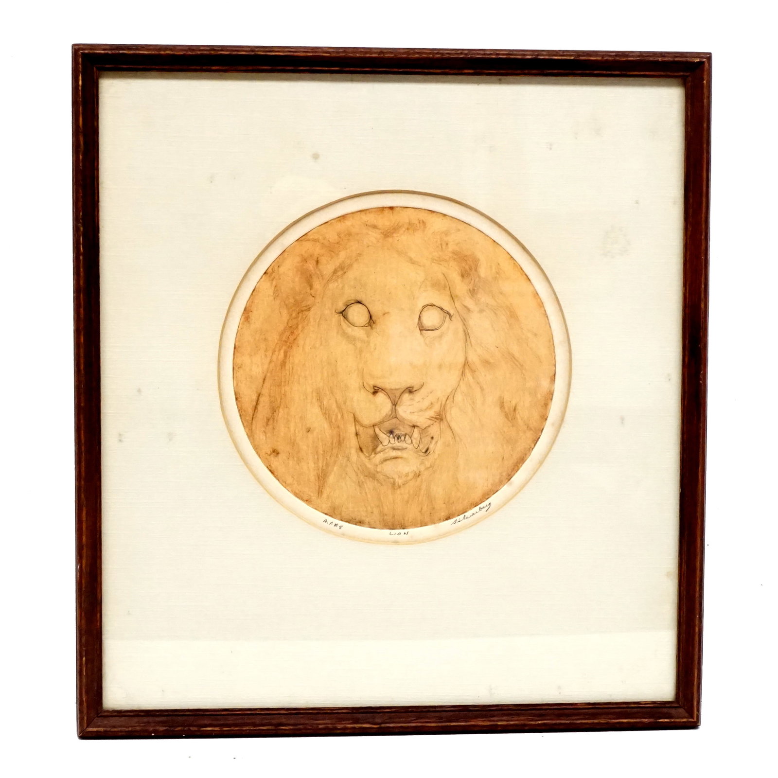 Silverberg, David - Artist proof engraving #8: Silverberg, David Gravure Artiste Proof #8 Lion signé au bas a droite mesure 16cm diamètre Rapport de condition: Bonne condition ------------- Silverberg, David Artist proof engraving #8 Li