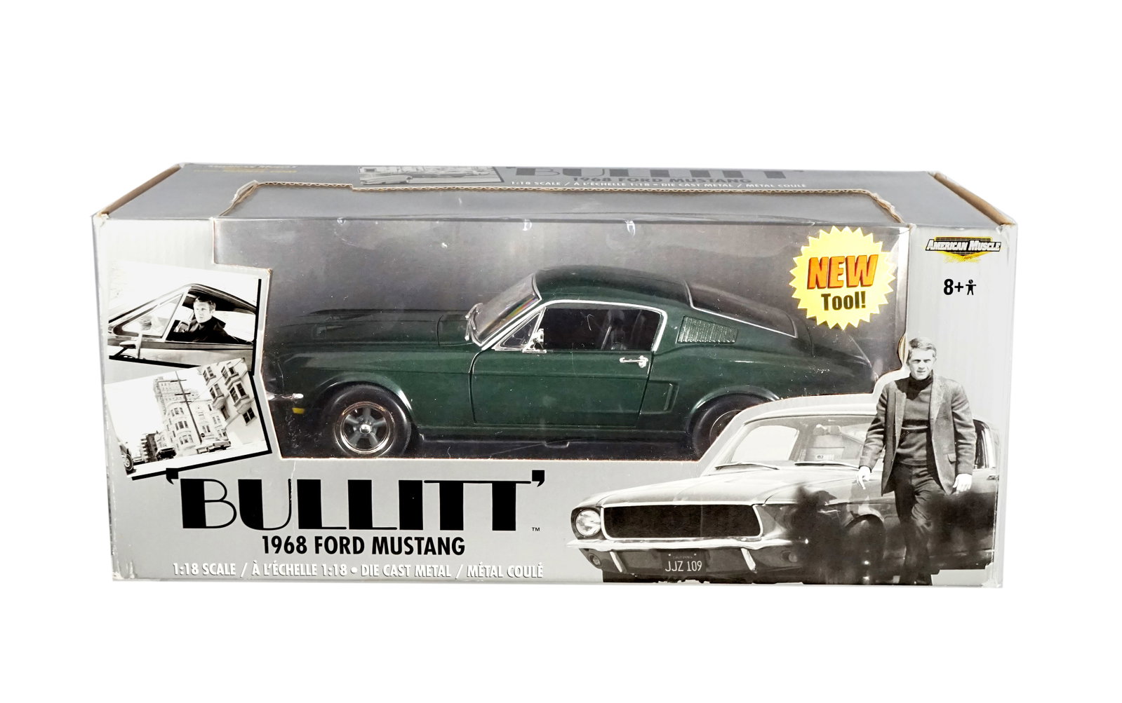 American Muscle - 1968 Mustang Bullitt: American Muscle 1968 Mustang Bullitt voiture en métal 1:18 ERTL collection Steve McQueen Rapport de condition: boite abimée,auto en tres bonne condition ------------- American Muscle 1968