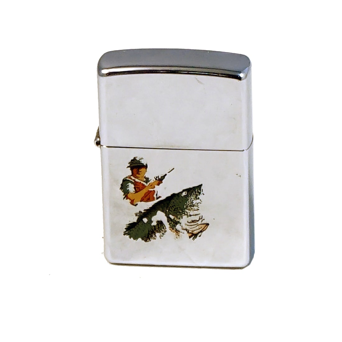 Zippo - Lighter: Zippo Briquet Logo Peche Rapport de condition: usagé, manque pierre ------------- Zippo Lighter Fishing logo Condition Report: used, missing the stone
