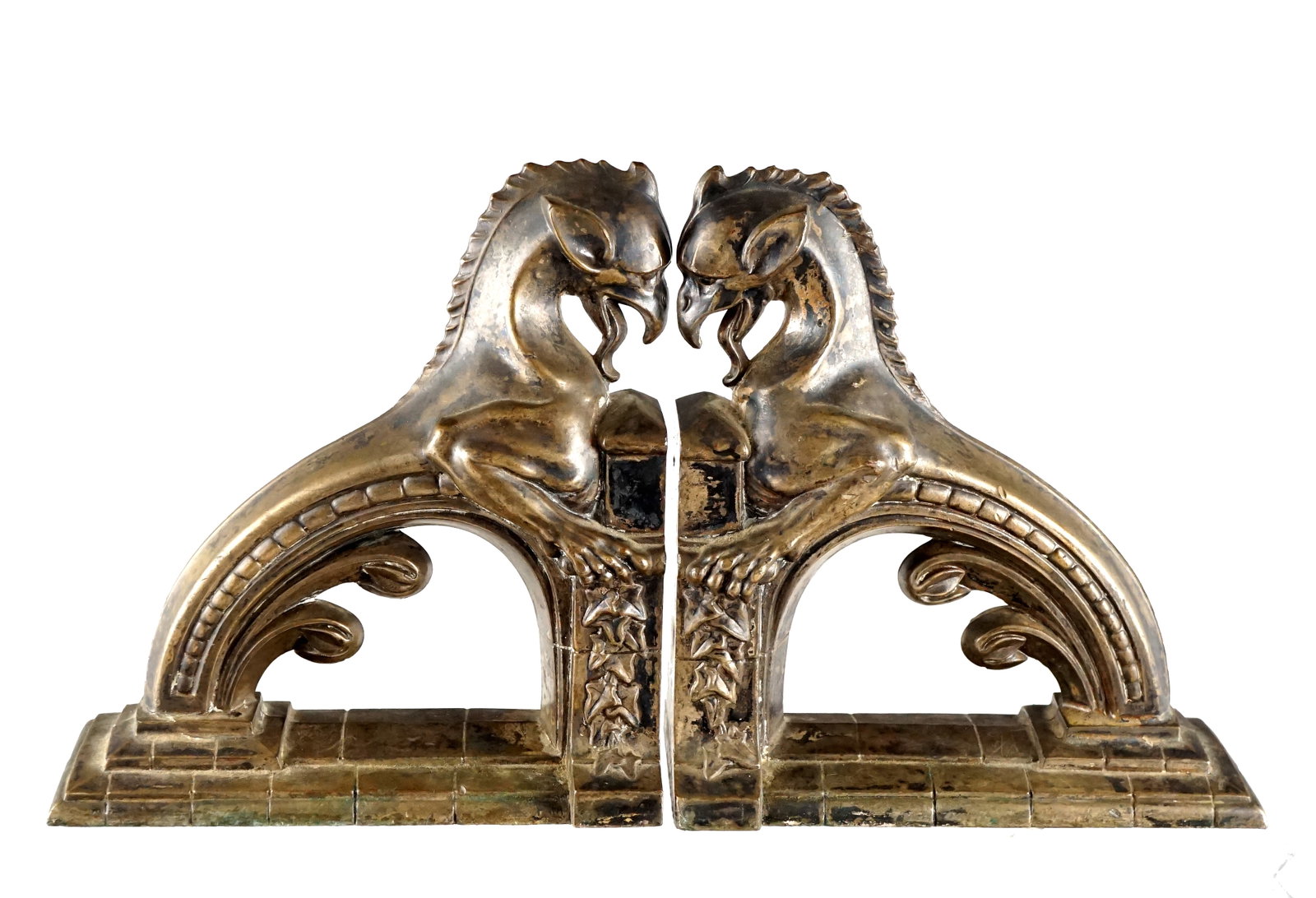 Pair of Bookend: Paire de Serre livres Art Deco 1920 style néo-gothique. mesure 6 x 2 pouces Rapport de condition: Bonne condition ------------- Pair of Bookend bookend 1920 Neo-Gothic style. Measures 6 x 2