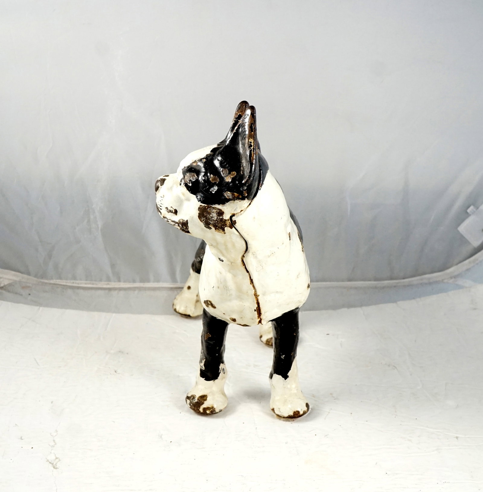 Antique Cast Iron Doorstop Boston Terrier Bulldog - 2