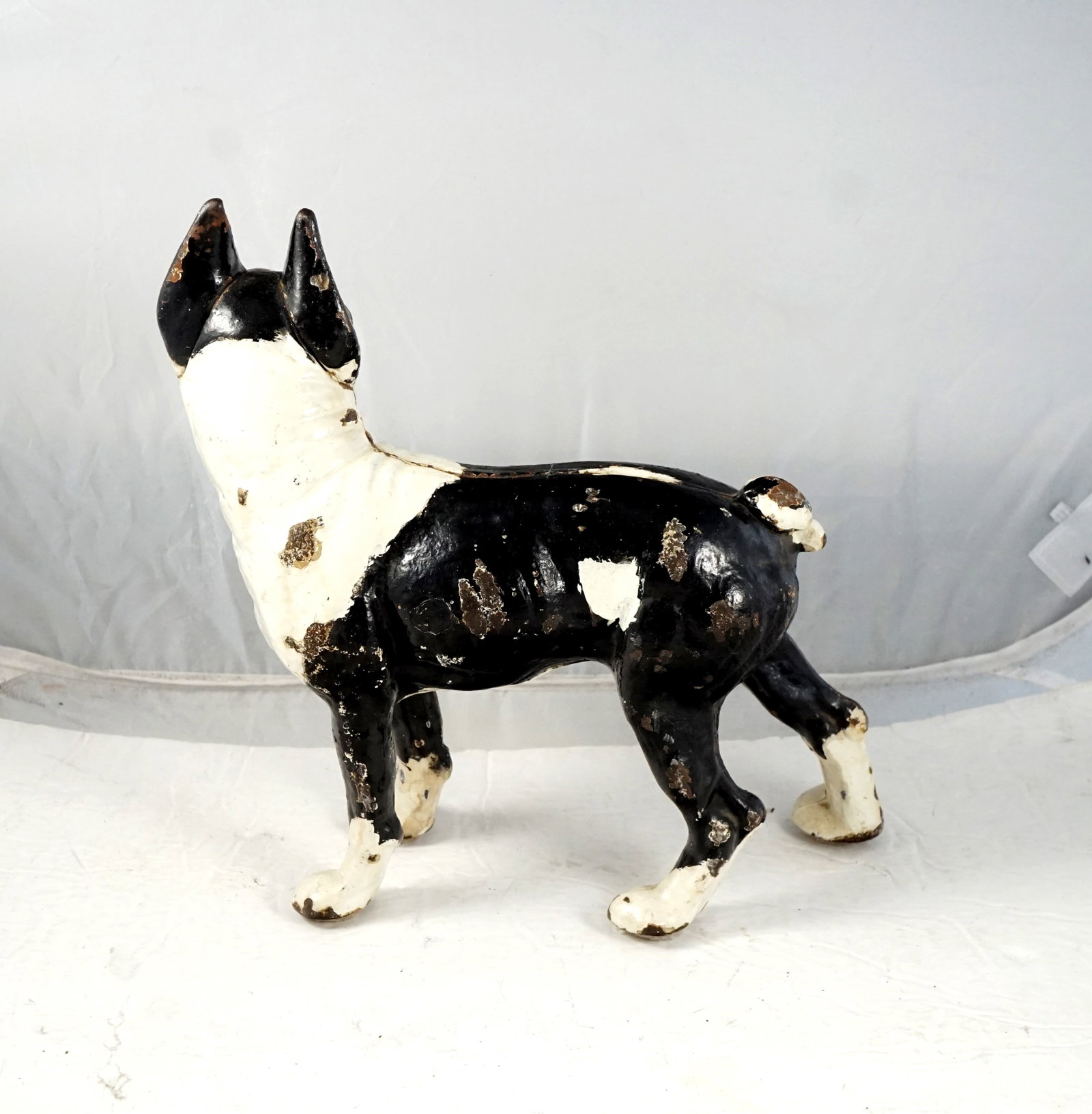 Antique Cast Iron Doorstop Boston Terrier Bulldog - 3