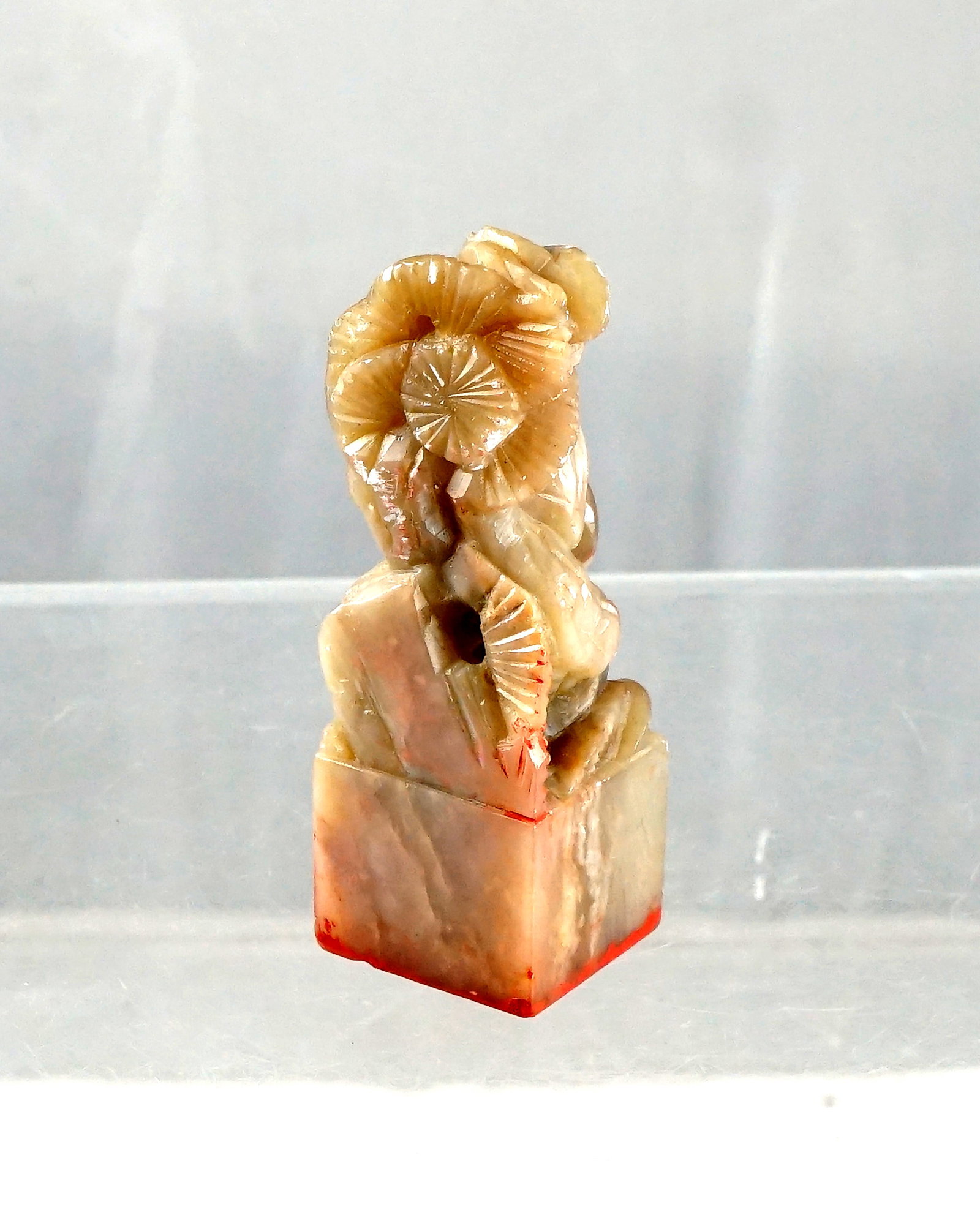 Vintage Chinese kit.Stone Seal Kit: Carved Chop Stamp, Red Ink, Porcelain Dish - 7
