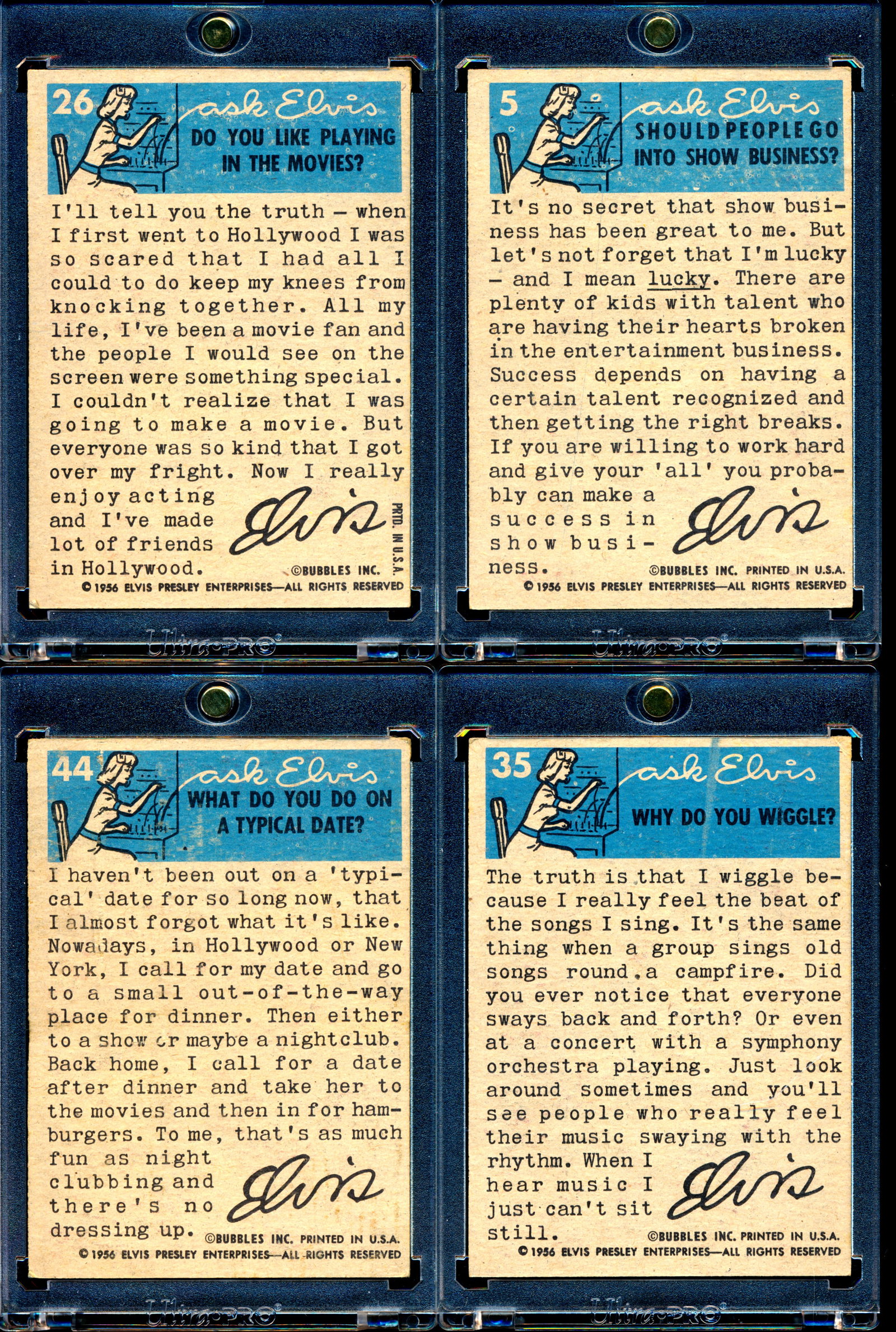Elvis Presley - 1956 Topps Bubbles 7 cards Lot - 3