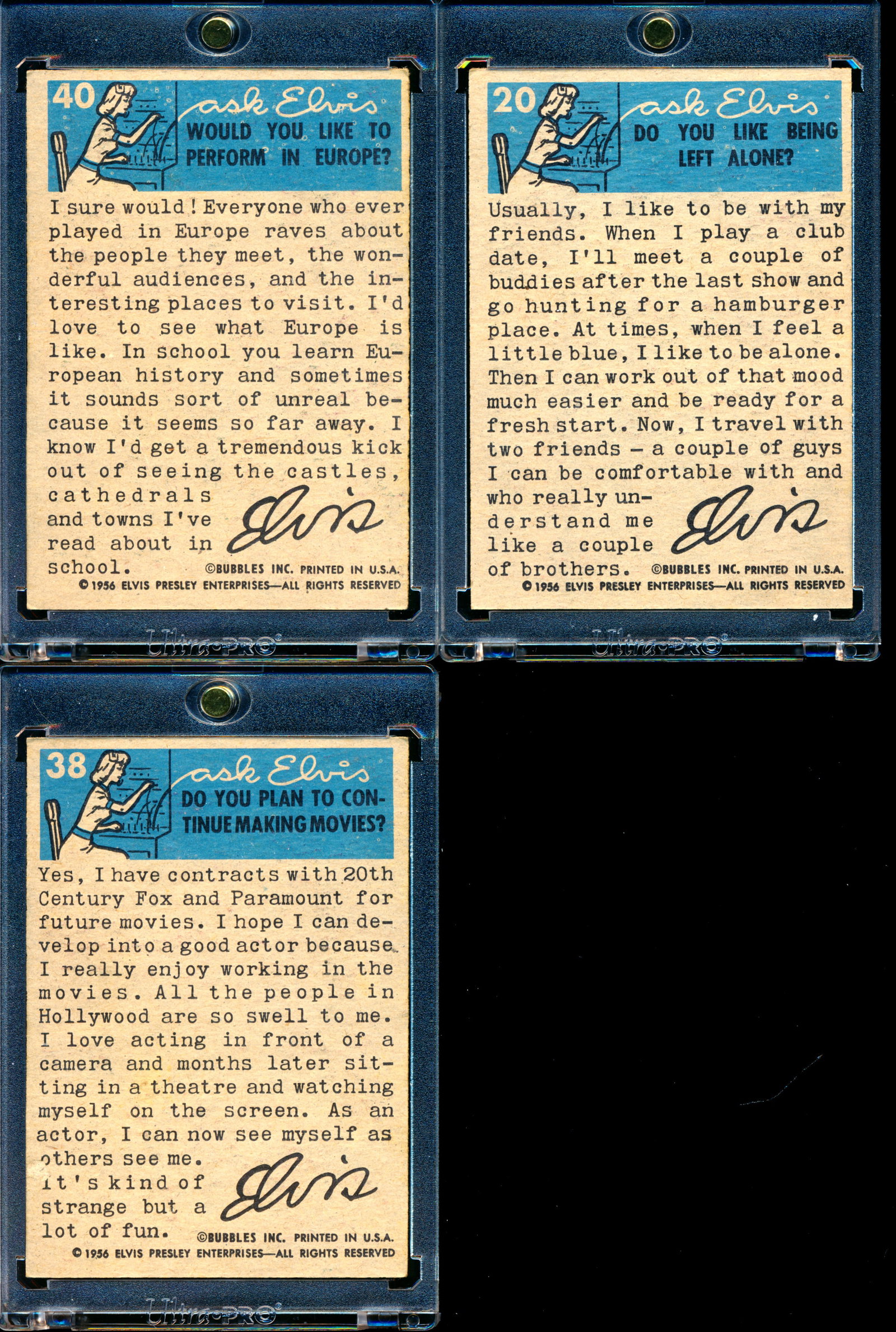 Elvis Presley - 1956 Topps Bubbles 7 cards Lot - 5