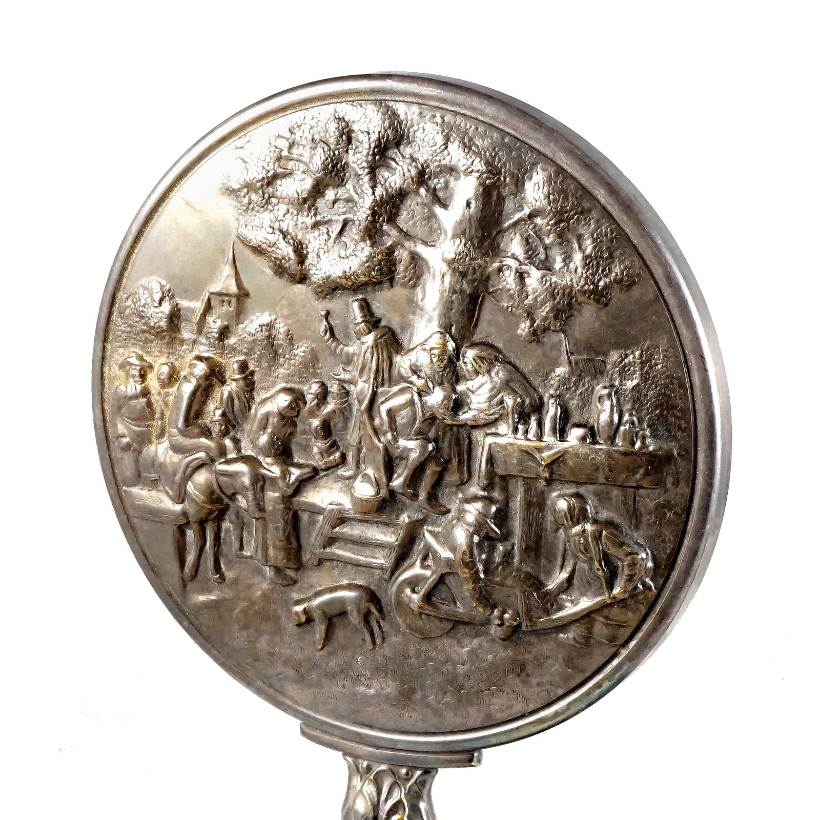 Jensen, Hans - mirror and brush in repoussé silver-plated - 2