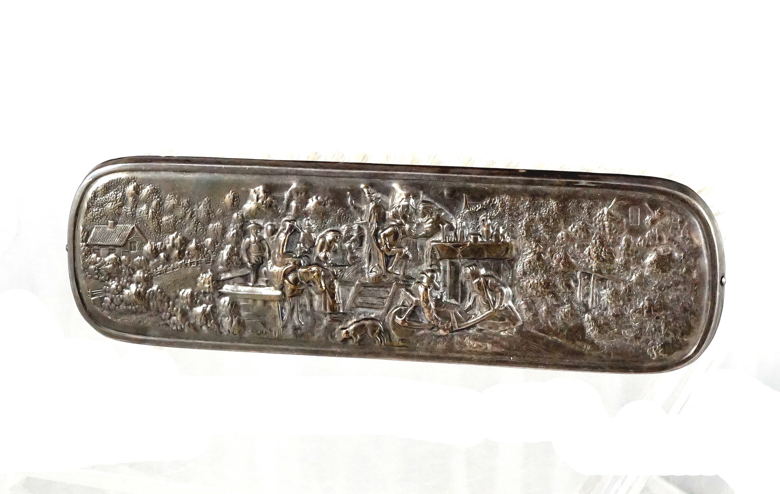 Jensen, Hans - mirror and brush in repoussé silver-plated - 4
