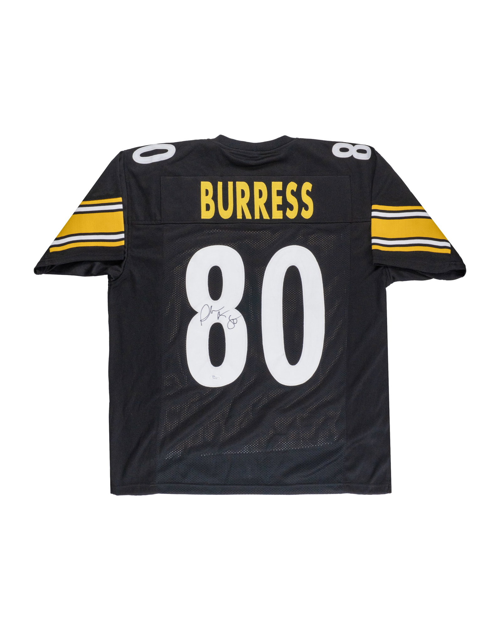 Autographed Plaxico Burress jersey, NFL football player - XXe siècle: États-Unis \ USA Maillot dédicacé Plaxico Buress, Joueur de football NFL (XXe siècle) Chandail XL, des Pittsburgh Steelers, signé à la main par Plaxico Buress, Inclut un 