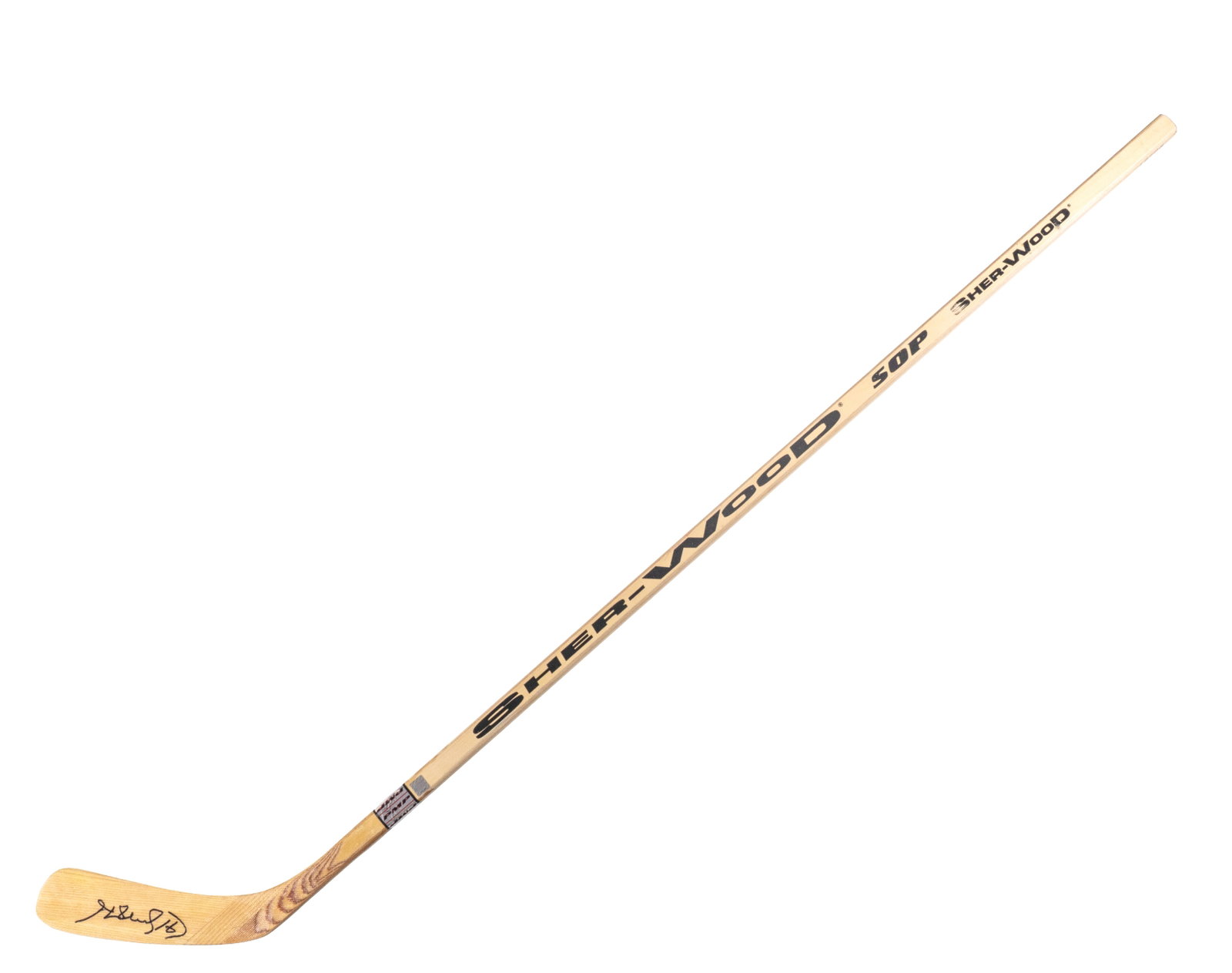 Hockey stick signed by Canadiens Henri Richard, Canadiens: Baton de Hockey, signé Henri Richard, Canadiens Baton Sher-Wood SOP, signé sur sur la palette Henri Richard 12, Hologramme du Canadiens et certificat de La fondation des Canadiens pour l'enf