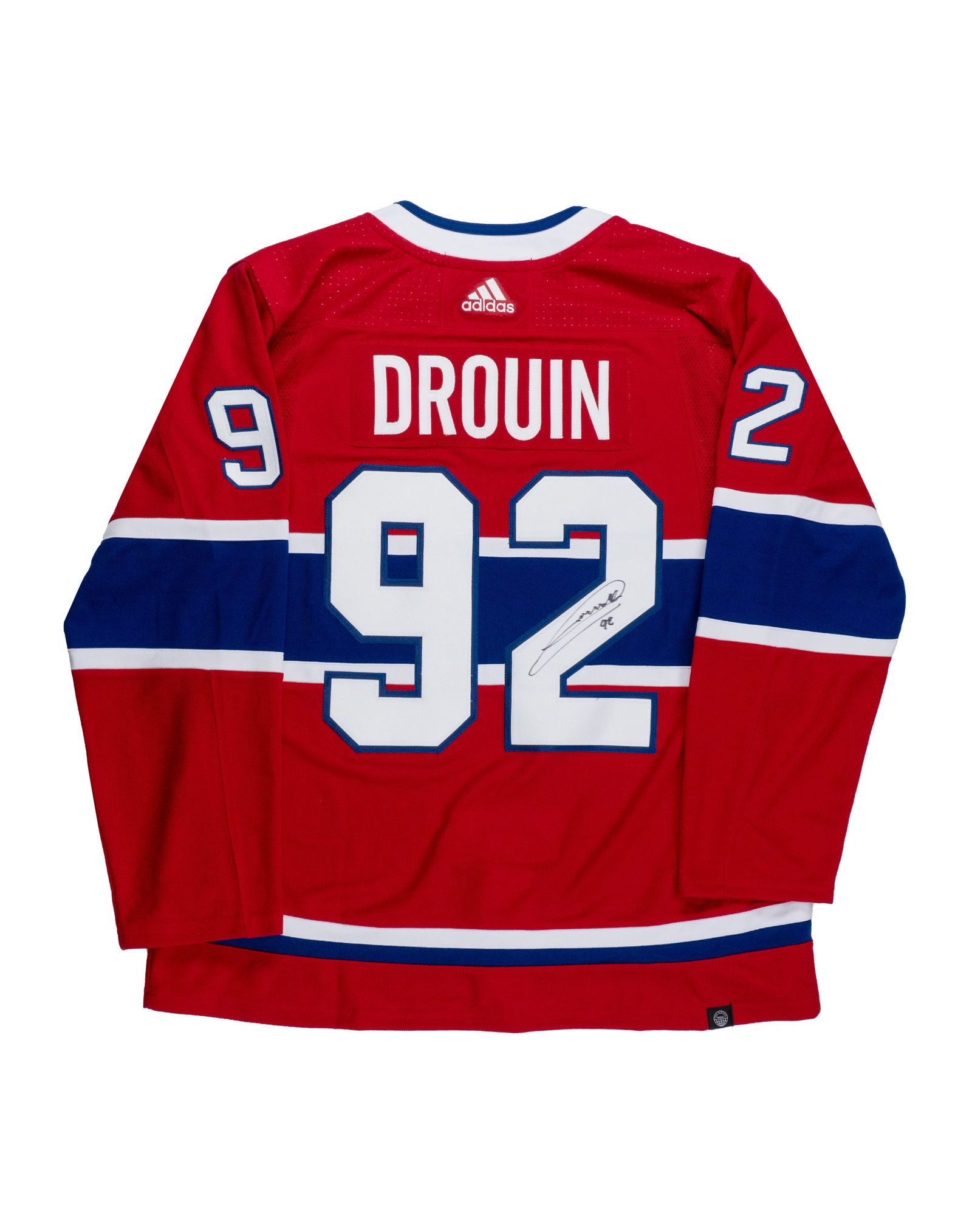 Signed jersey, Jonathan Drouin, Canadiens: Chandail signé, Jonathan Drouin, Canadiens Chandail Adidas NHL taille USA 56, signé à la main par Jonathan Drouin Rapport de condition: État neuf avec étiquettes du fabricant