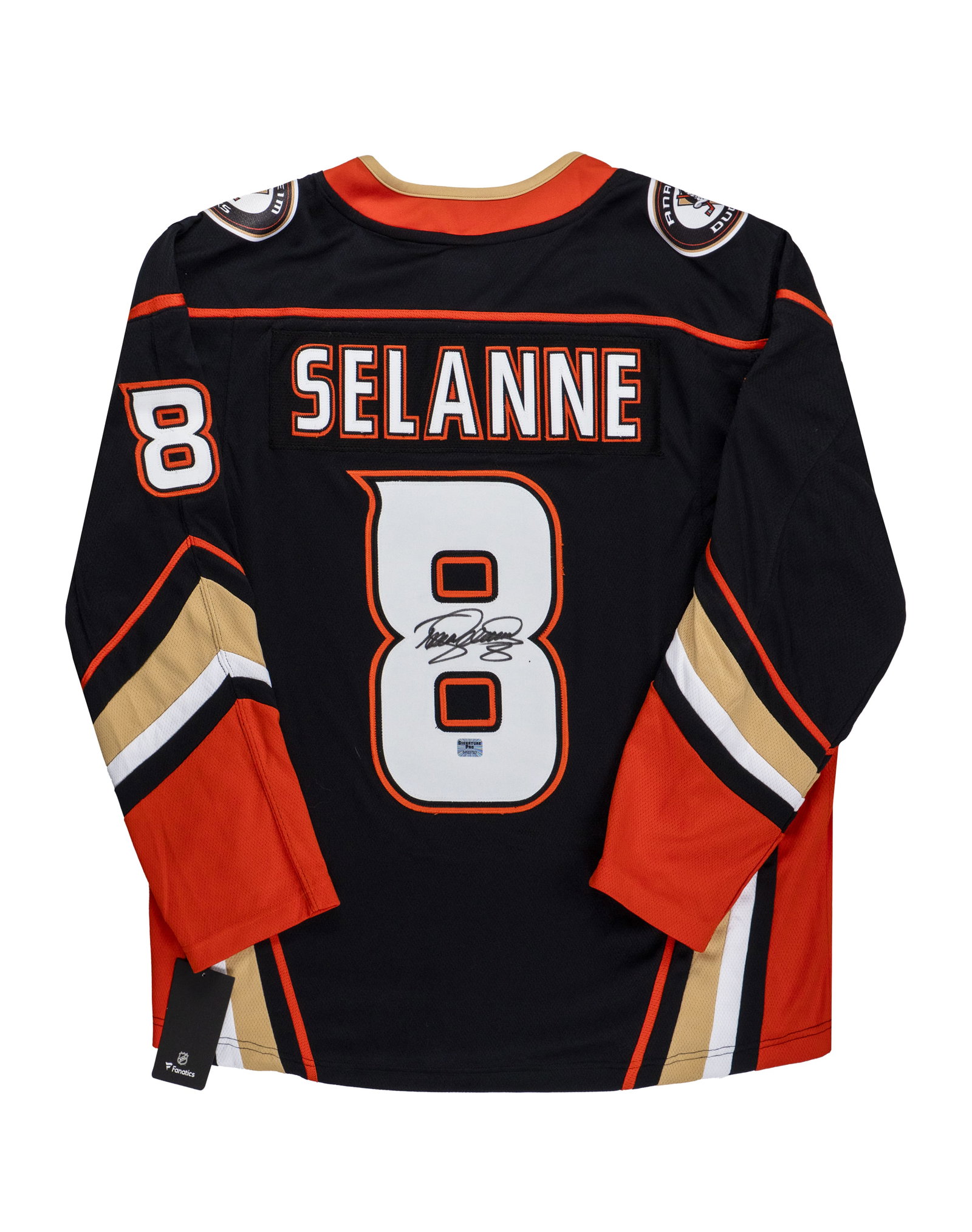 Signed jersey, Teemu Selanne, Anaheim Ducks: Chandail signé,Teemu Selanne, Anaheim Ducks Chandail Fanatics taille XL, signé à la main par Teemu Selanne, hologramme et certificat de Signature pro Rapport de condition: État