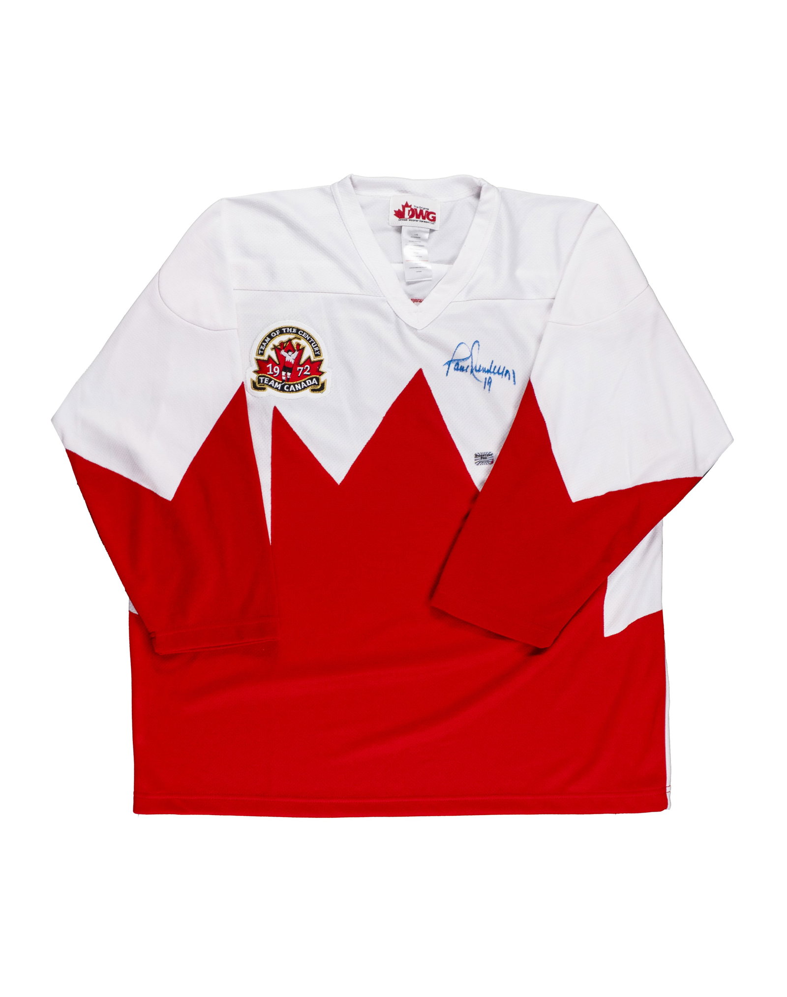 Signed jersey, Paul Henderson, Team Canada 1972: Chandail signé, Paul Henderson, Team Canada 1972 Chandail signé, Paul Henderson, Team Canada 1972. Chandail DWG taille L, signé à la main par Paul Henderson, hologramme et