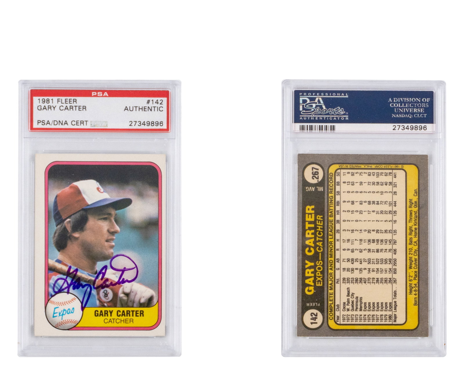 Fleer - Gary Carter Signed Card - 1981: Fleer Carte Gary Carter signée (1981) Signee. Certifié PSA authentic ------------- Fleer Gary Carter Signed Card (1981) Signed. PSA authentic certified