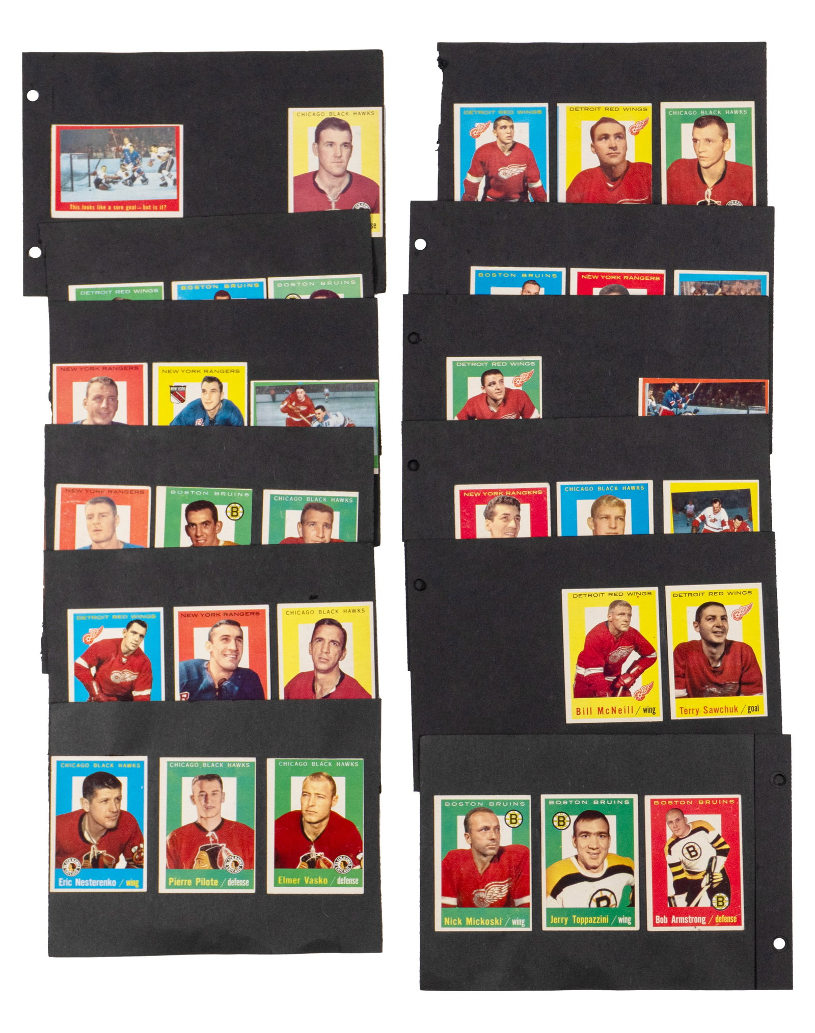 Topps - Almost complete series from 1959-1960, 60/66 hockey cards - 1959-1960: Topps Série quasi complète de 1959-1960, 60/66 cartes de hockey (1959-1960) Série comlète sauf #29 Fern Flaman, #32 Glenn Hall, #35 al Arbour, #36 Jim Morrison, # 40 Charlie