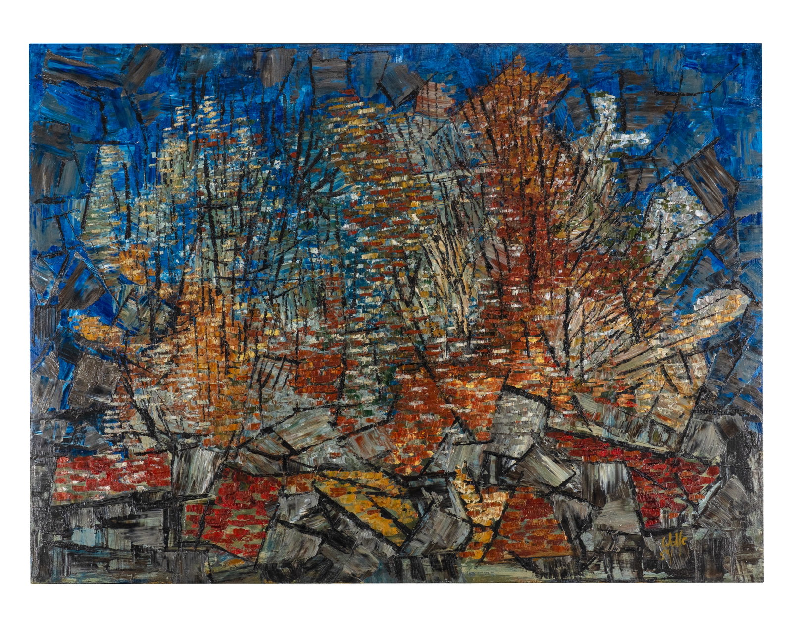 Wolfe, Robert - "Odeur de Genêt" - 1959: Wolfe, Robert (1935-2003) "Odeur de Genêt" (1959) Description (FR): Huile sur toile, signée Wolfe et datée en bas à droite. Fiche informative du Musée des Beaux-Arts de Montréal au verso. Descri