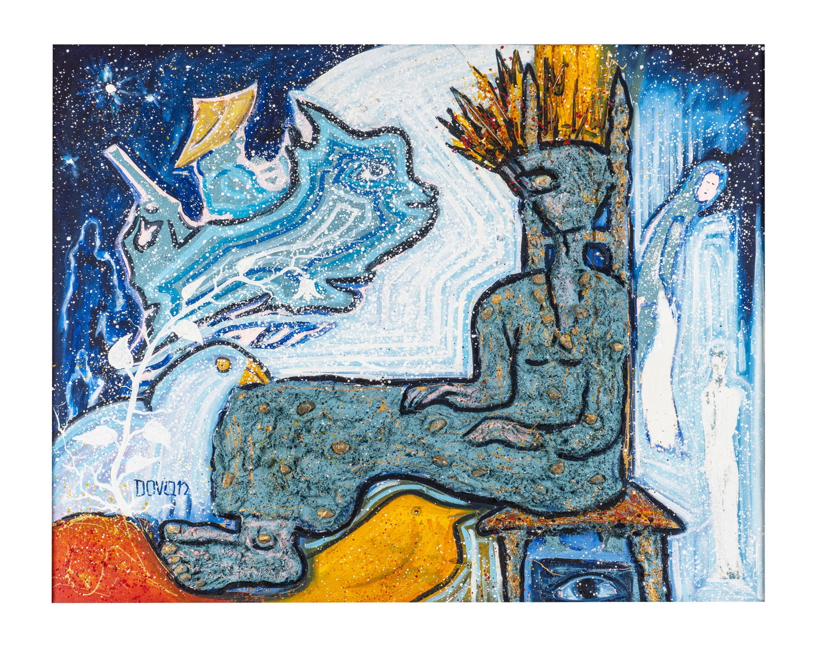 Dovan - A Winter Night's Dream: Dovan (XXe-XXIe) A Winter Night's Dream Description (FR): Technique mixte sur toile, signée en bas à gauche. Description (EN): Mixed media on canvas, signed lower left. Dimension (PO): 76 x 91,5 cm