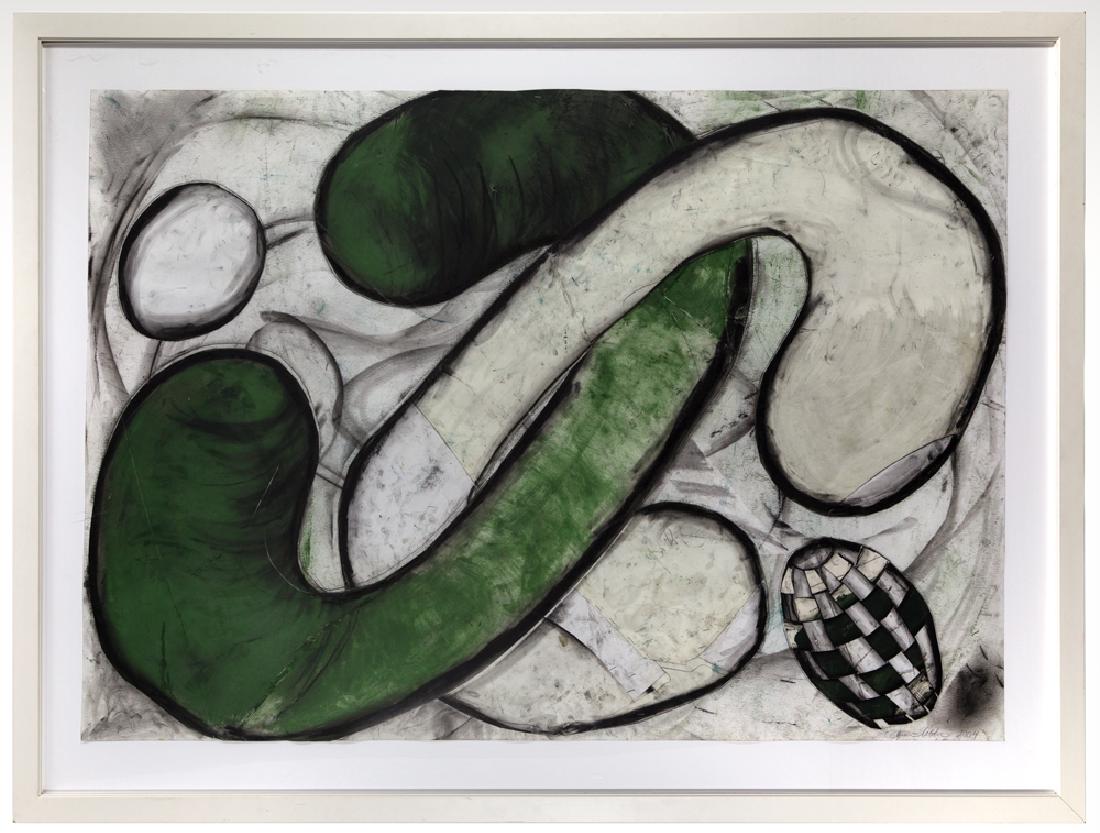 Ann Weber Cutty, Two Rocks (for AK) (2004): Lot 16 Ann Weber (b.1951) Cutty, Two Rocks (for AK) (2004) mixed media sculptural collage with cut and layered paper pencil signed and dated lower right sheet: 42 x 59 1/2 inches frame: 52 x