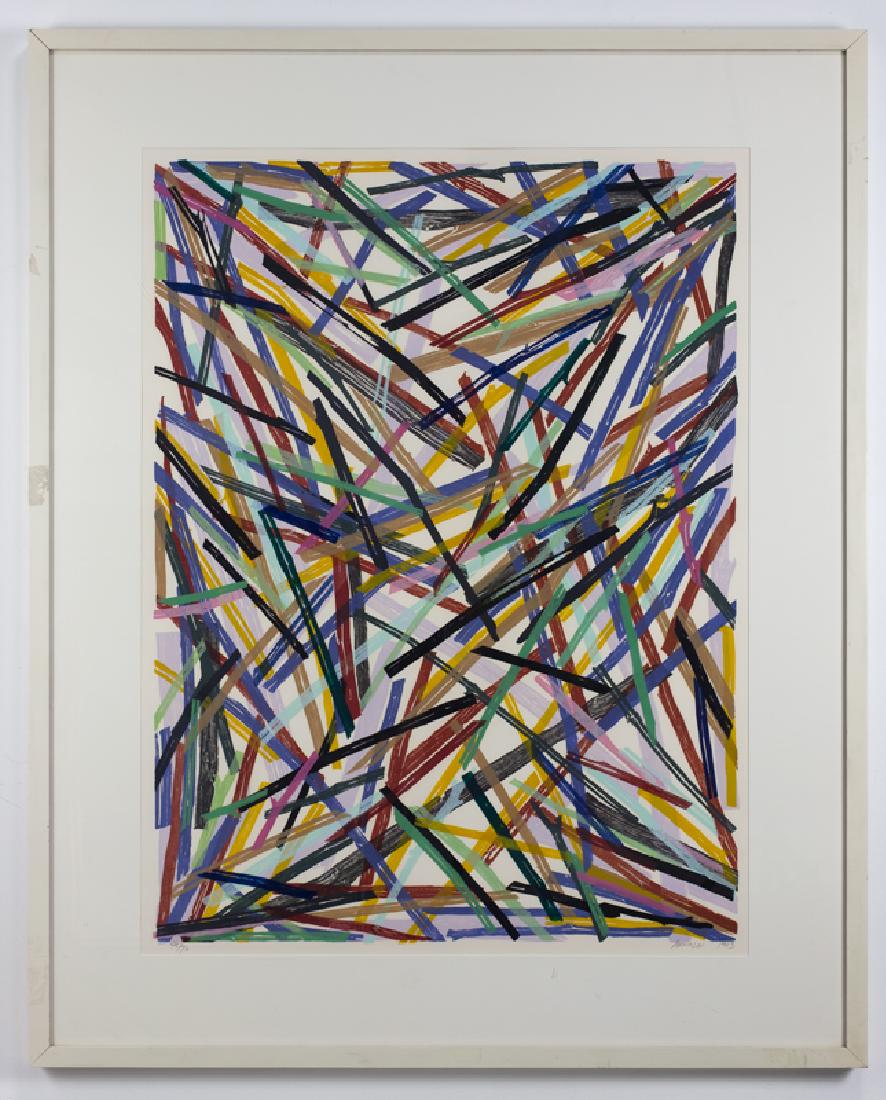 Charles Arnoldi Untitled #4 (1983): Lot 48 Charles Arnoldi (b. 1946) Untitled #4 (1983) woodcut in colors pencil signed lower right numbered 45 / 70 lower left sight: 39 x 29 1/4 inches framed CONDITION: very good
