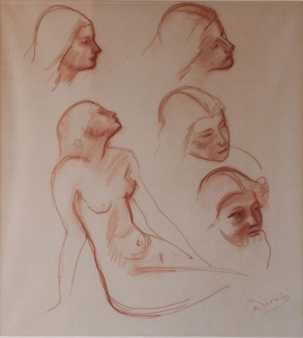 André Derain Studies of a Figure: Lot 04 André Derain French, (1880-1954) Studies of a Figure conté crayon signed lower right sight: 20 1/2 x 18 1/2 inches frame: 27 1/4 x 24 1/4 inches CONDITION: excellent