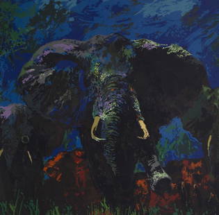 Leroy Neiman - Elephant Stampede: Lot #64 Leroy Neiman American, (1921-2012) Elephant Stampede (1976) screenprint in colors on wove paper signed lower right Artist's Proof sight: 32 1/4 x 41 inches frame: 39 3/4 x 48 1/4 inches