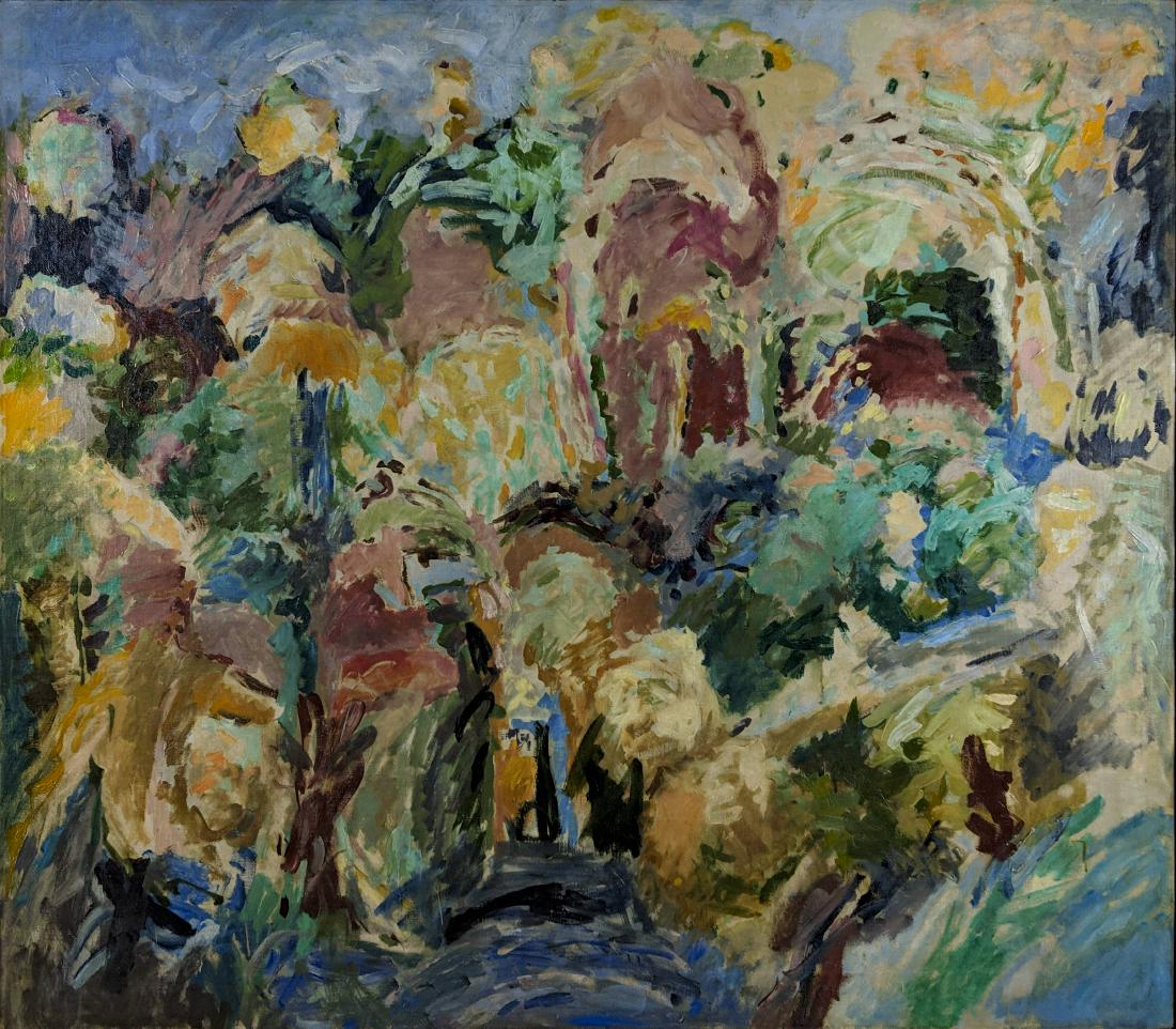 Nell Blaine - Figures In A Garden (1956): Lot 17 Nell Blaine American (1922- 1996) Figures In A Garden (1956) oil on canvas sight: 49 x 48 inches $5000-8000 Condition: excellent Provenance: The Carrington Collection of Fine Art P