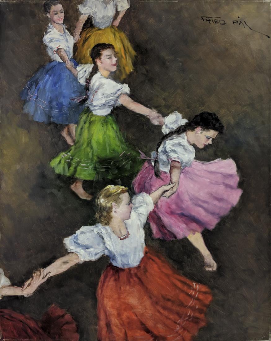 Pál Fried - Russian Ballet: Lot 43 Pál Fried American/Hungarian (1893-1967) Russian Ballet oil on canvas signed upper right and Arnot Gallery number verso 30 x 24 inches $400-600 Condition: very good Provenance: