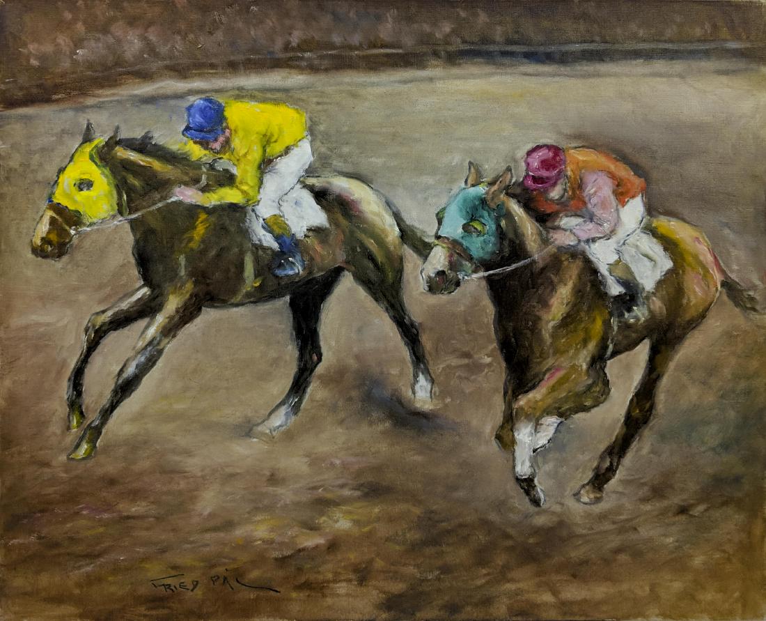 Pál Fried - Untitled (race track): Lot 44 Pál Fried American/Hungarian (1893-1967) Untitled (race track) oil on canvas signed lower left and Arnot Gallery number verso 24 x 30 inches $500-800 Condition: very good Provenance: