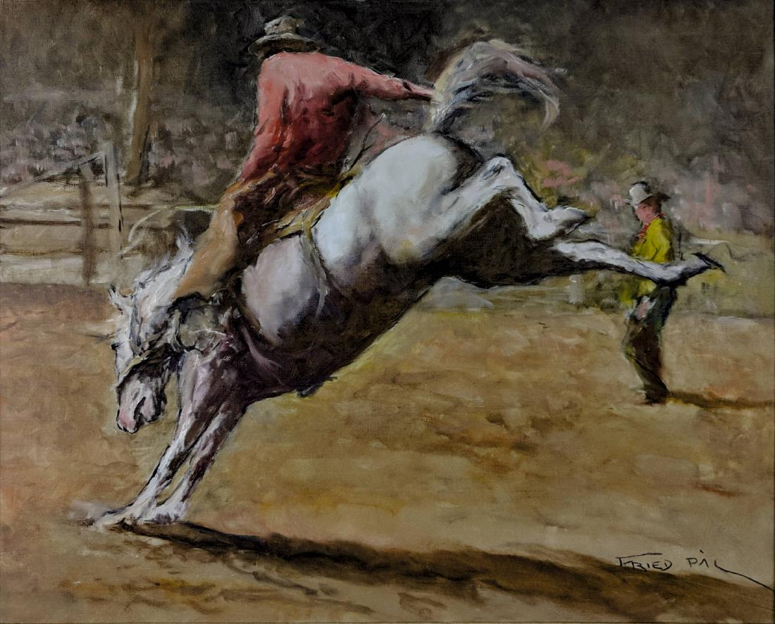 Pál Fried - Untitled (rodeo): Lot 45 Pál Fried American/Hungarian (1893-1967) Untitled (rodeo) oil on canvas signed lower left and Arnot Gallery number verso 24 x 30 inches $400-600 Condition: very good Provenance: