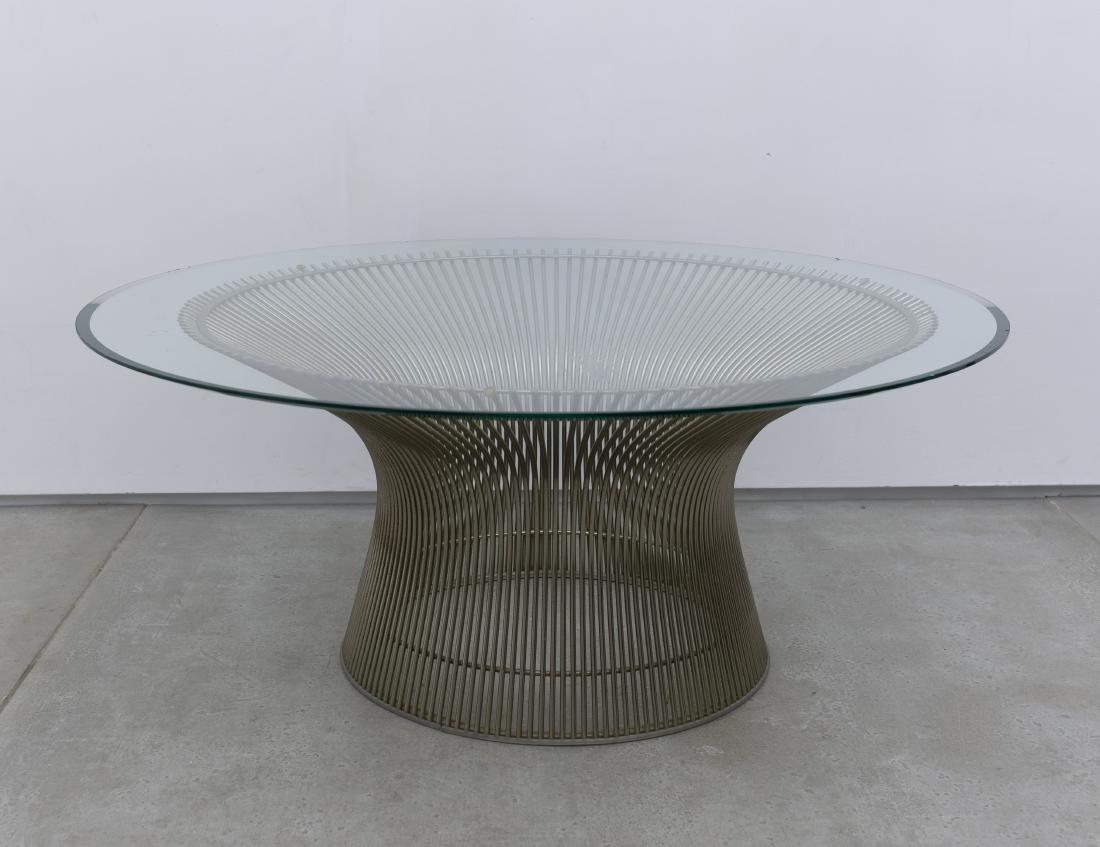 Warren Platner for Knoll - Coffee Table: Lot 11 Warren Platner for Knoll - Coffee Table American (1919-2006) Coffee Table steel wire frames, glass with a few chips 15 x 30 inches table: 15 x 34 inches Provenance: from a New Rochelle collecti
