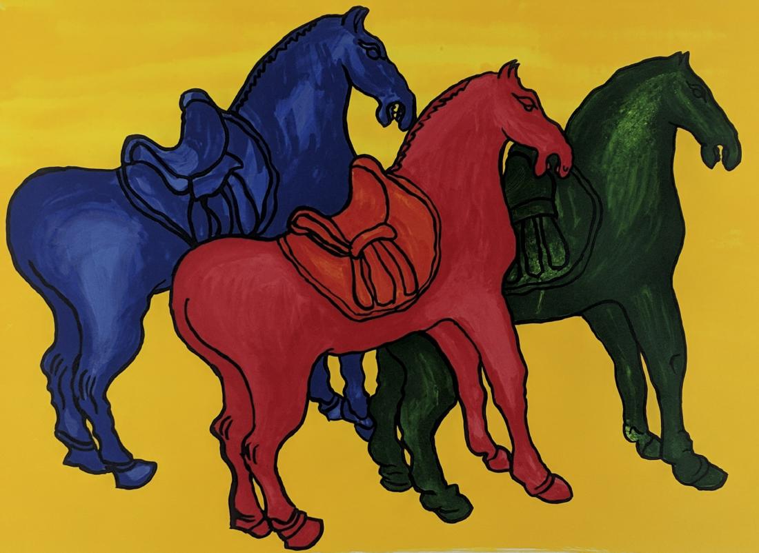 Malcolm Morley - Ancient Chinese Horses (Edition for: Lot 35 Malcolm Morley - Ancient Chinese Horses (Edition for Parkett 52) British (b.1931) Ancient Chinese Horses (Edition for Parkett 52) (1998) lithograph in 11 colors on Somerset soft white paper si