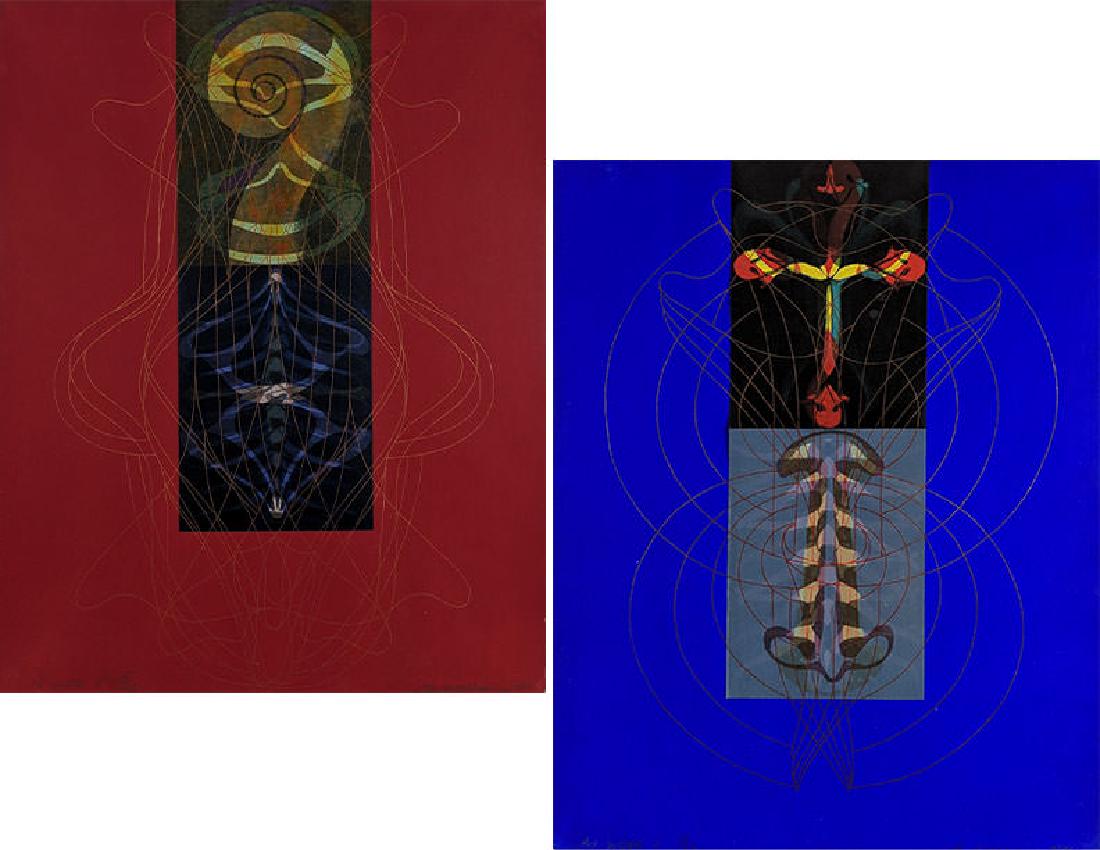 Steven Sorman - As Well I & As Well II: Lot 39 Steven Sorman - As Well I & As Well II American (b.1948) As Well I & As Well II (2001) lithographs, collage, hand-coloring signed lower right, numbered 12/23 paper: 19 1/4 x 15 1/4 inches (each