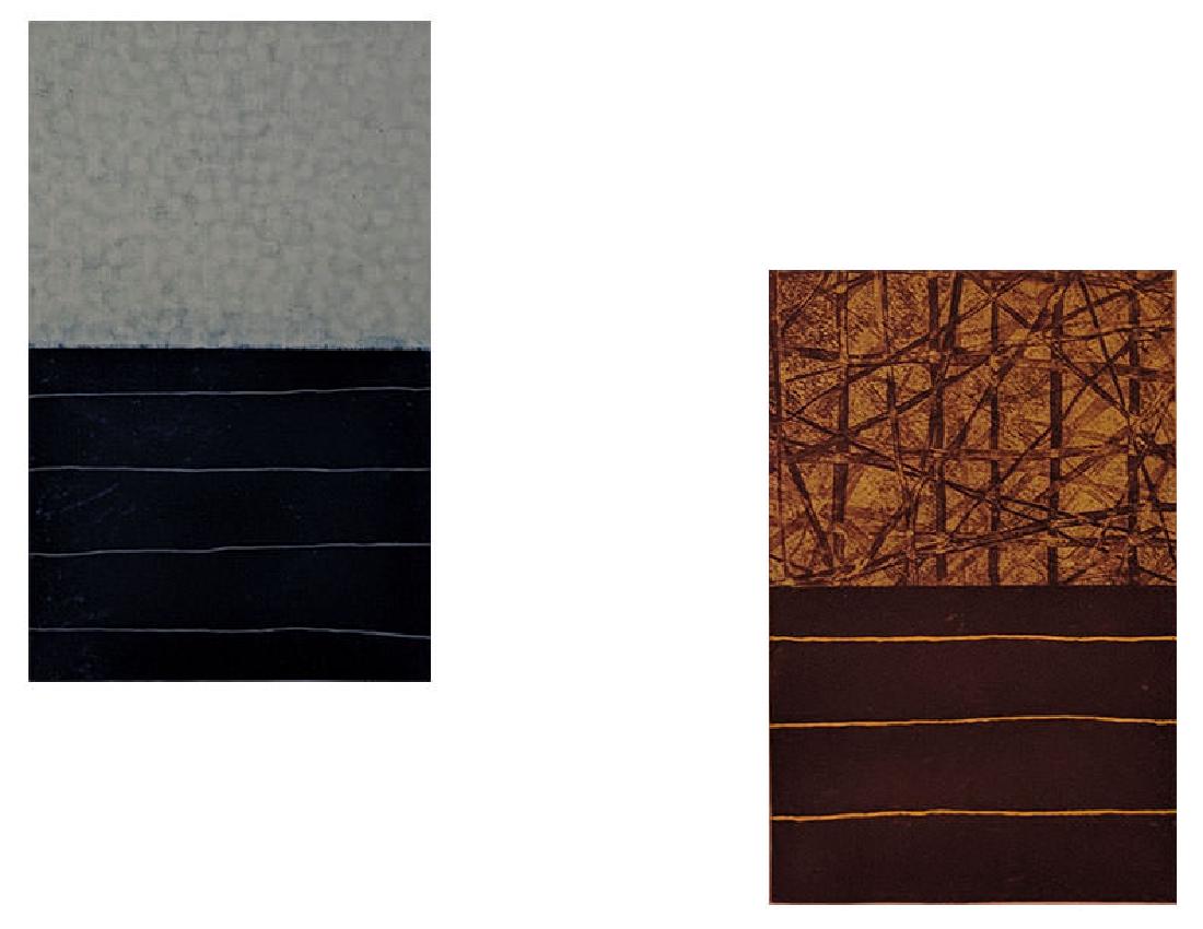 David Shapiro - Kala 2 & 3: Lot 50 David Shapiro - Kala 2 & 3 American (b.1944) Kala 2 & 3 (1989) etchings and carborundum relief and dry point chine colle signed lower center, numbered 9/20 & 8/20 paper: 25 3/4 x 20 3/4 inches